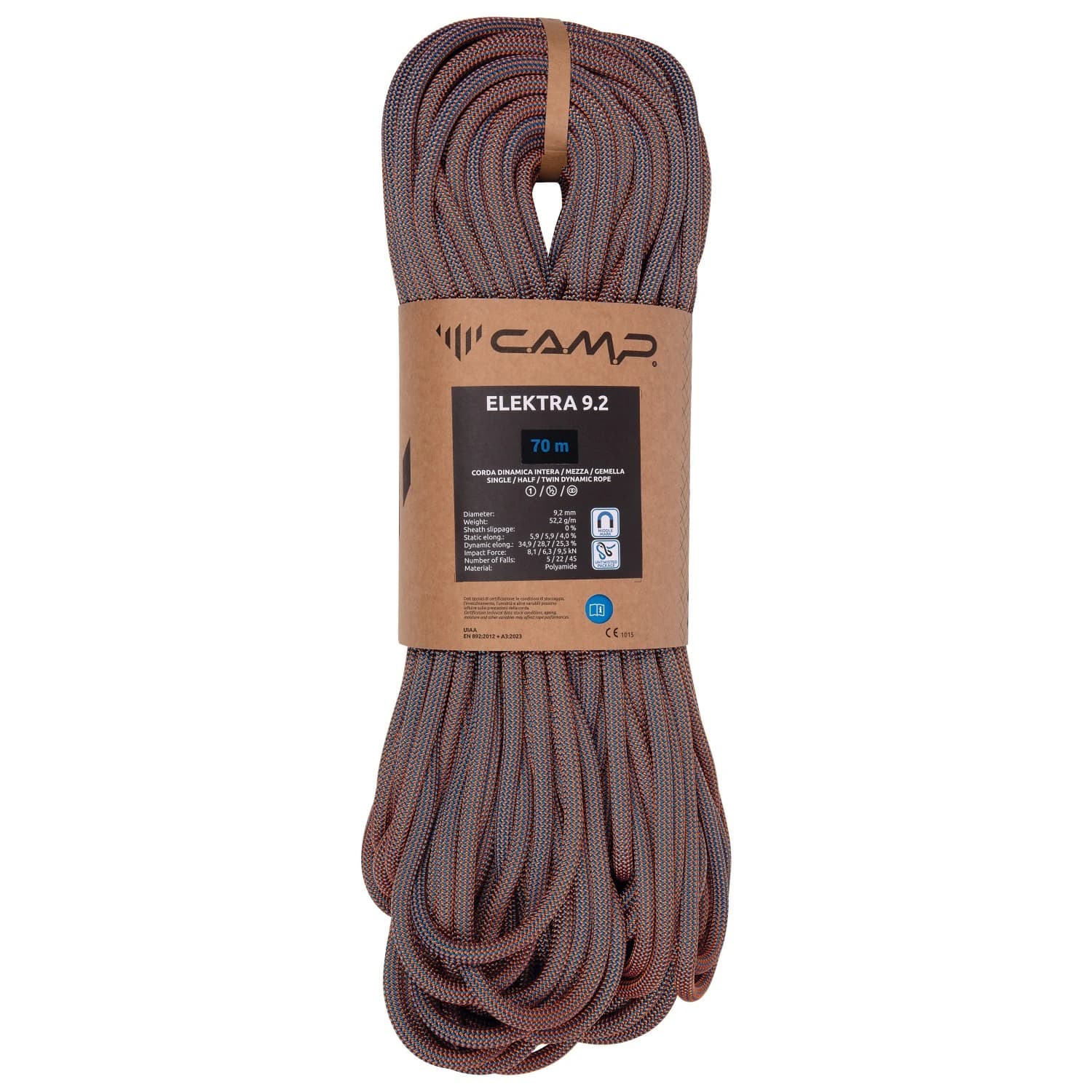 Единично въже C.A.M.P. Elektra 9.2 Single rope - Orange / Blue