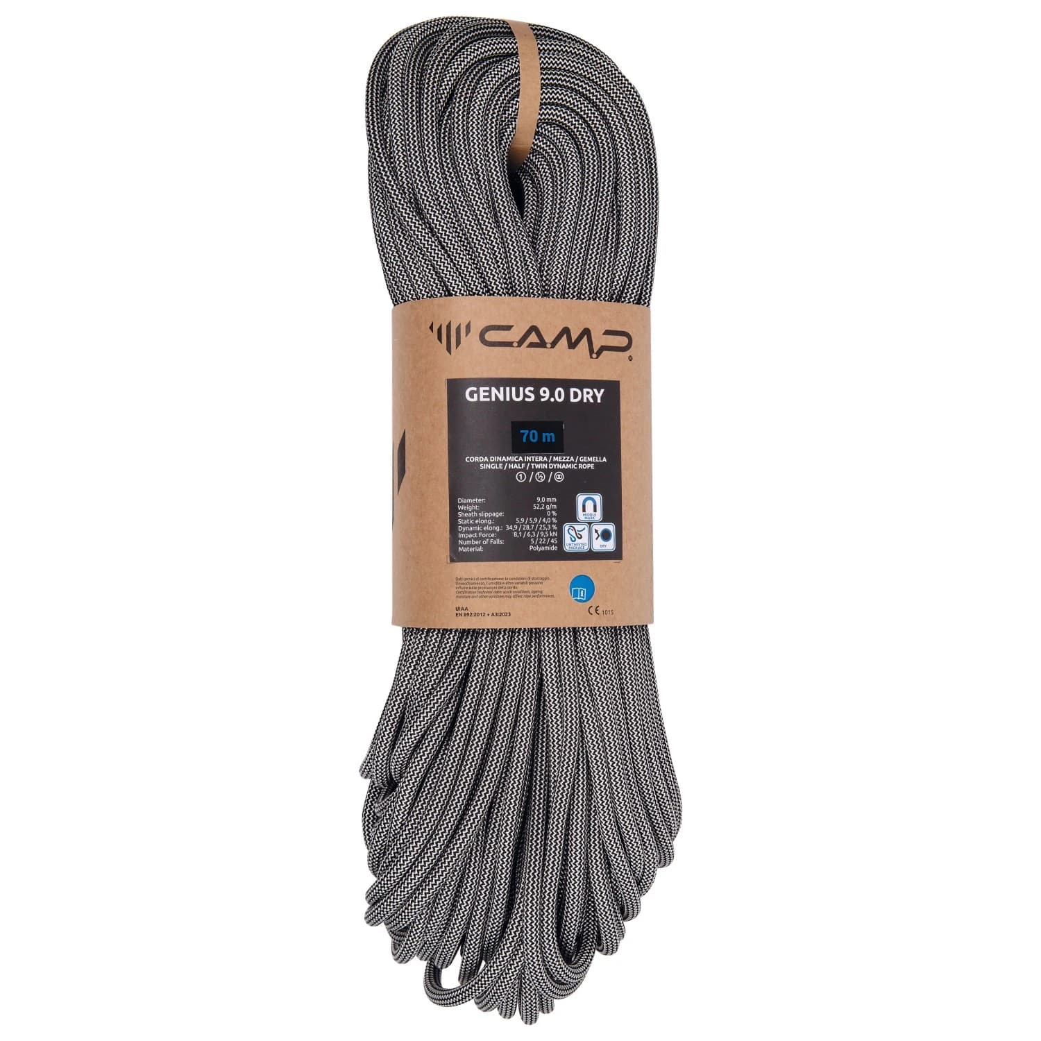 Единично въже C.A.M.P. Genius 9.0 Dry Single rope - Black / White