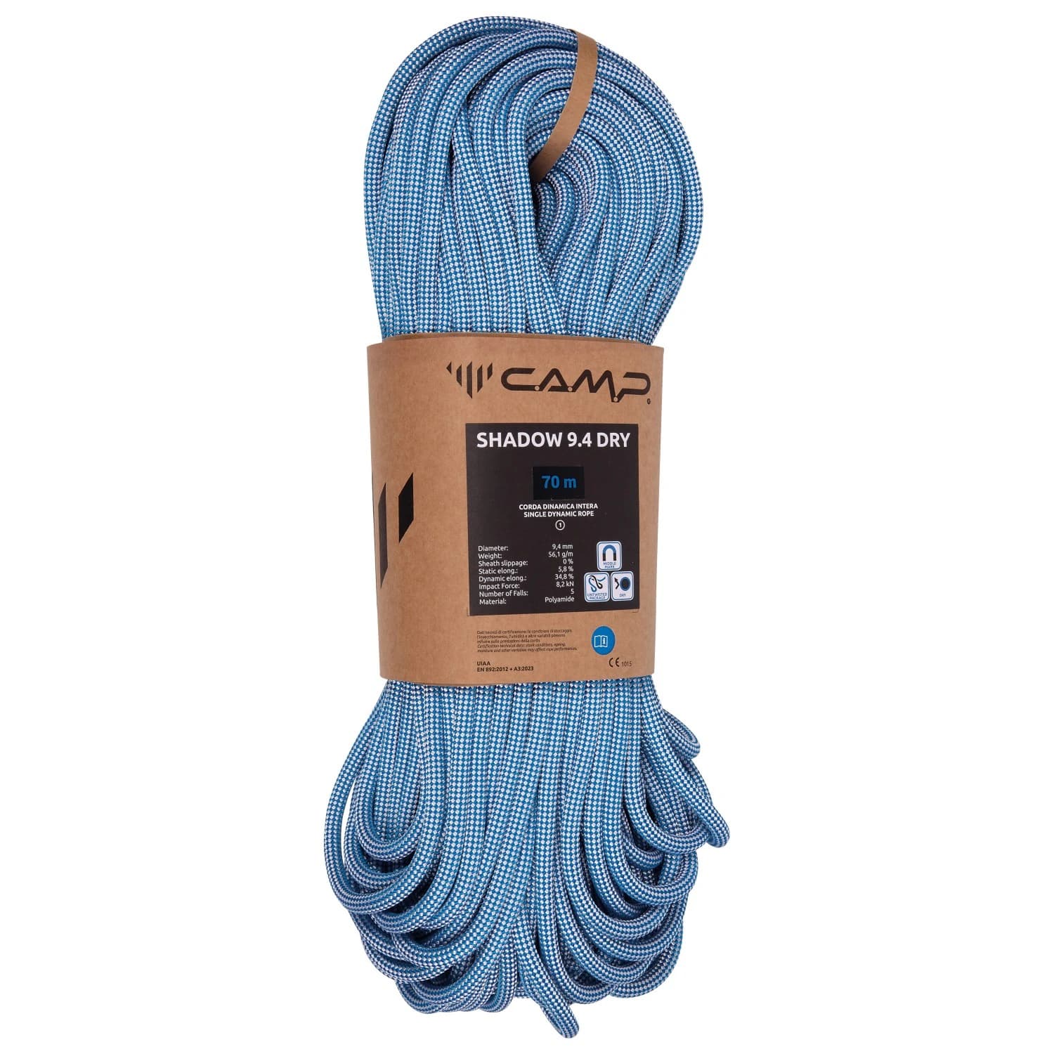 Единично въже C.A.M.P. Shadow 9.4 Dry Single rope - Blue / White
