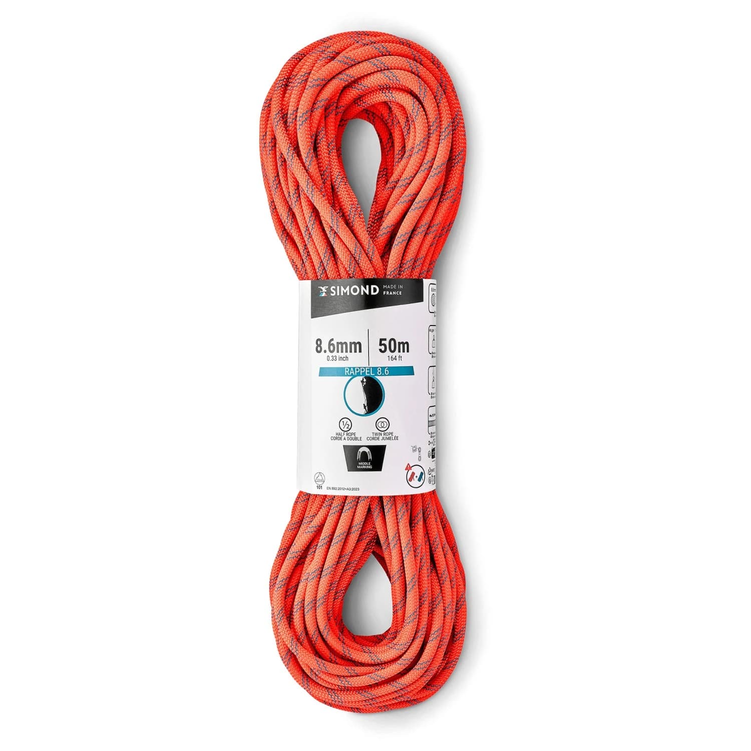 Полувъже Simond Rappel Rope 8.6 Half rope - Fluo Pale Orange