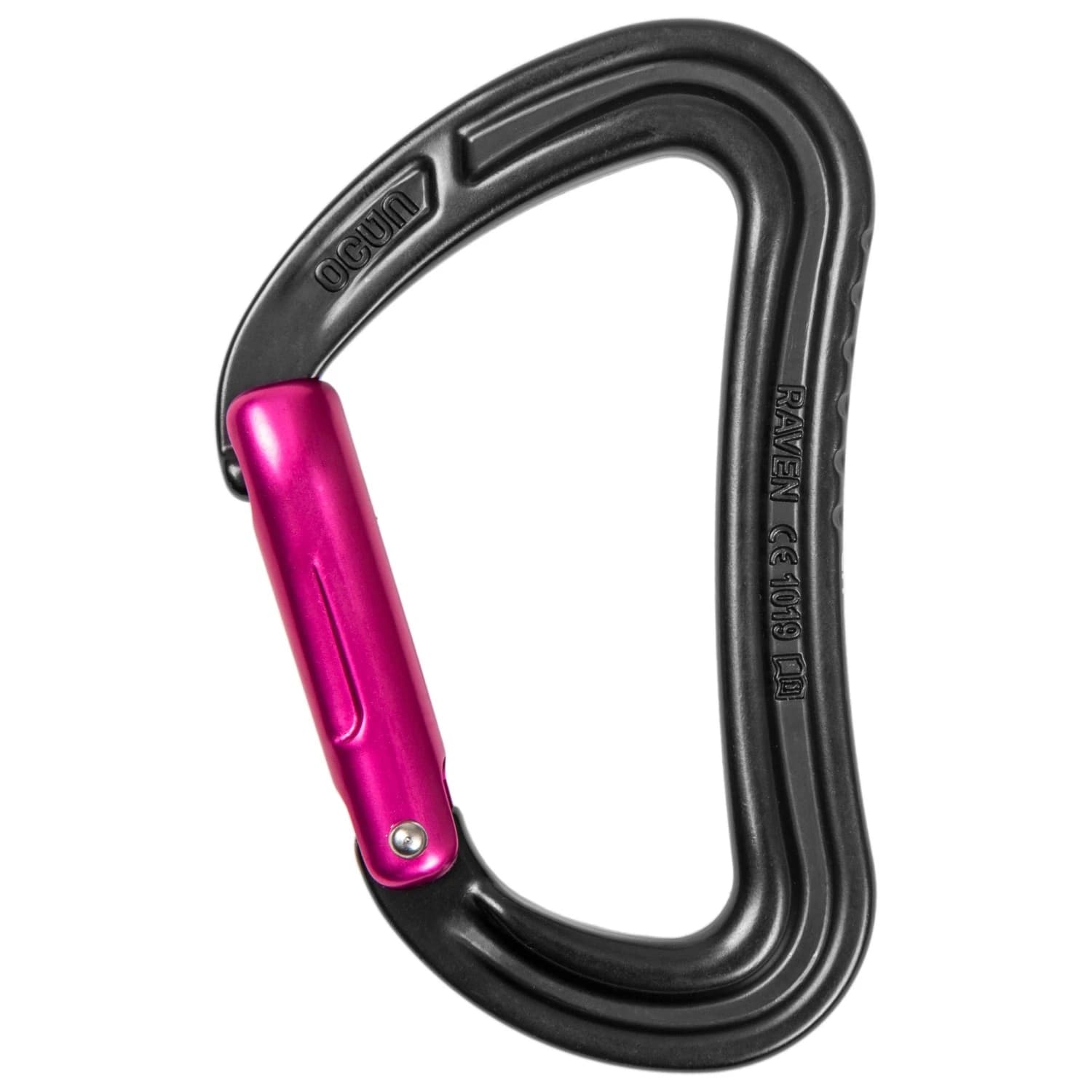 Карабинер с щифт Ocun Raven Straight Snapgate carabiner - Anthracite / Pink
