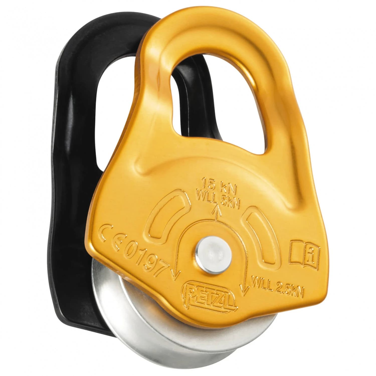 Въжена макара Petzl Partner Rope pulley - Black / Gold / Aluminium