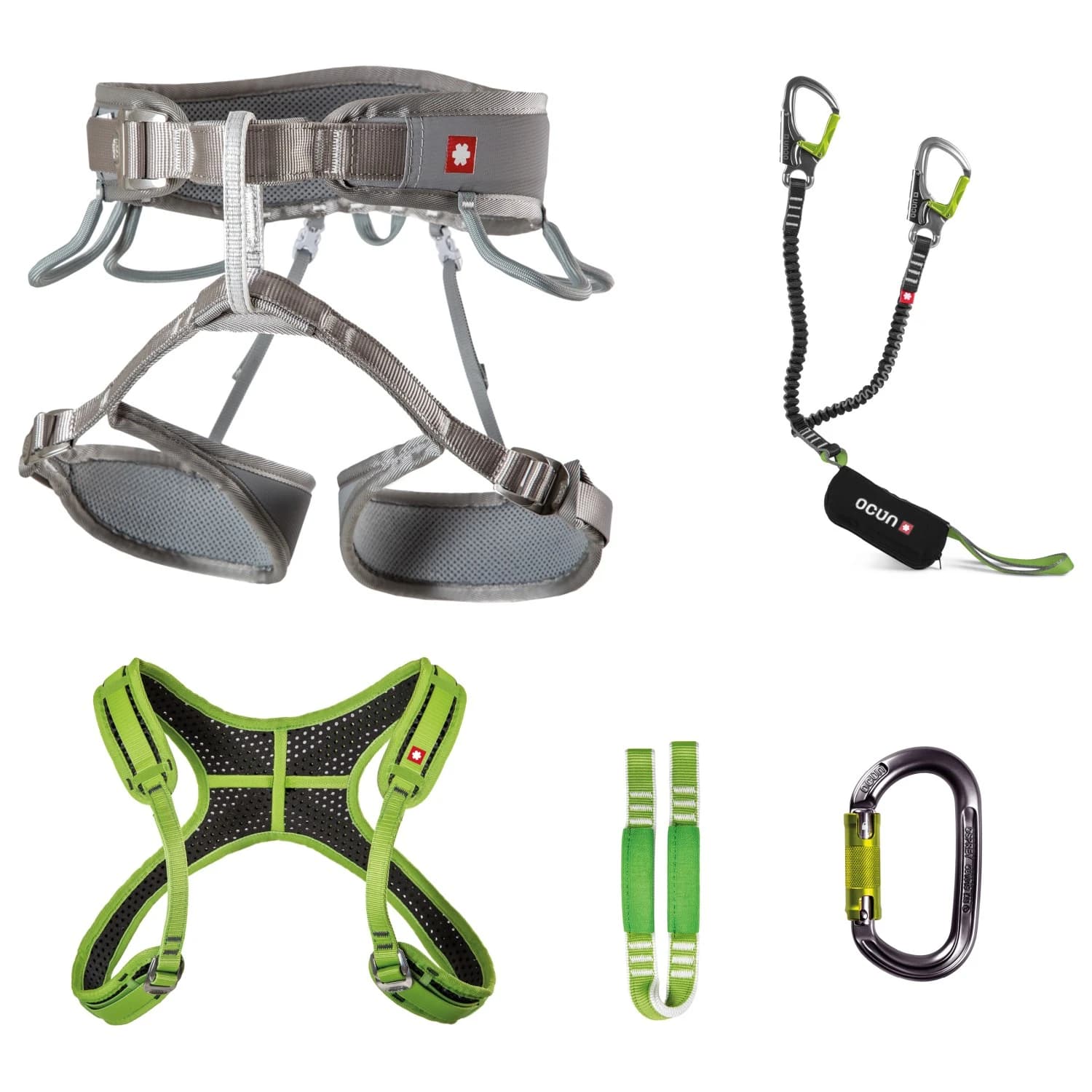 Комплект за катерене Ocun Via Ferrata Twist+Chest Set Climbing set - Grey Silver / Green