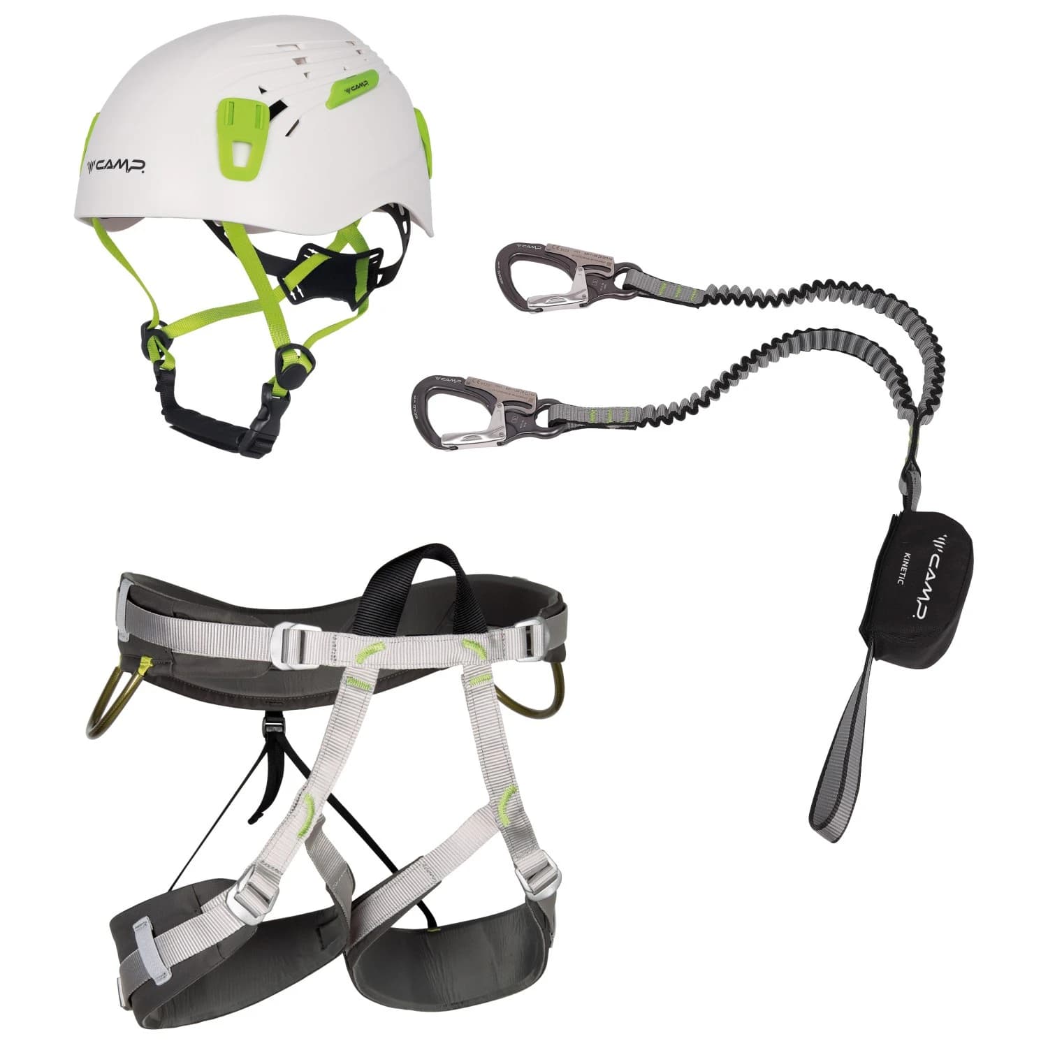 Комплект за катерене C.A.M.P. Kit Ferrata Kinetic Rewind Energy Team Climbing set - White / Grey / Black