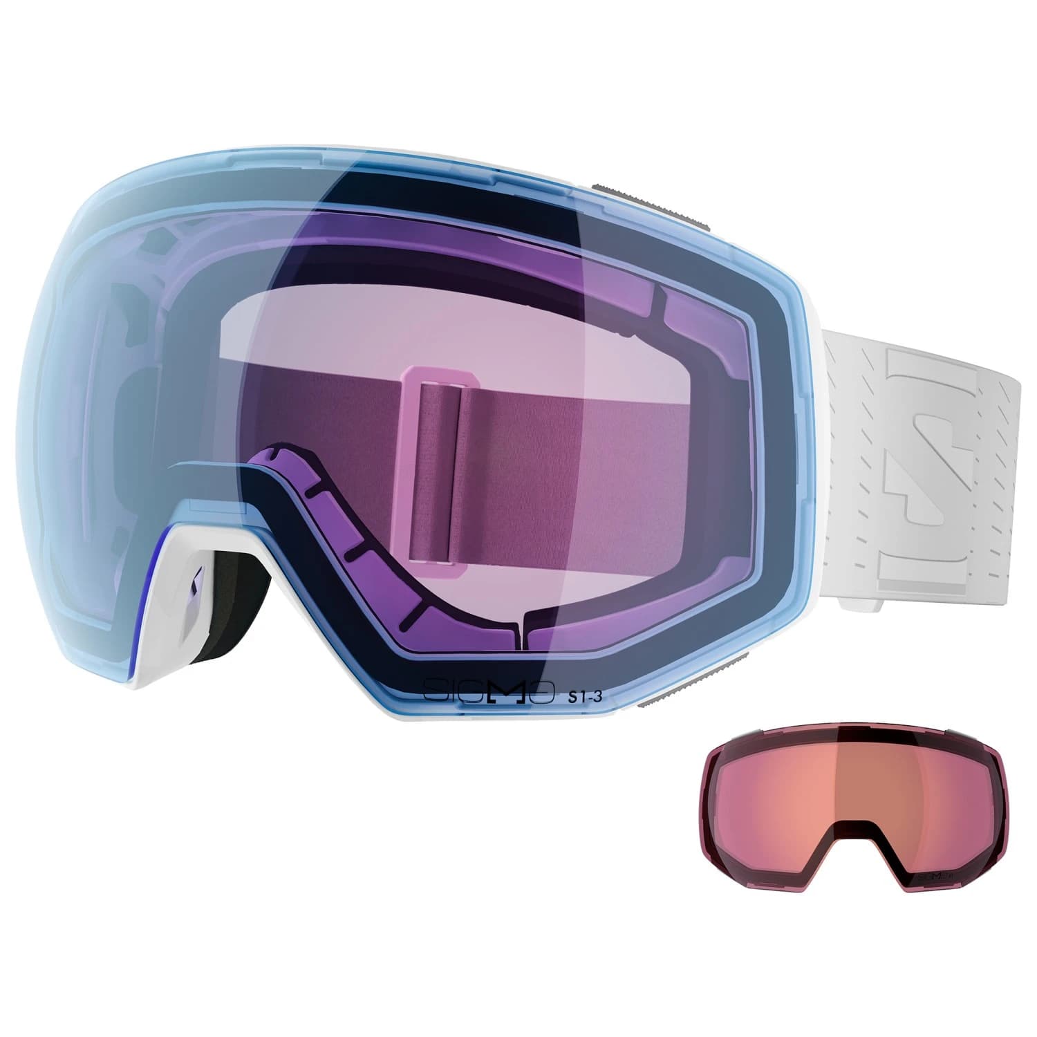 Ски маска Salomon Radium Prime Sigma Photo C1-3 (14-49%) + C1 (52%) Ski goggles - White / Sky Blue