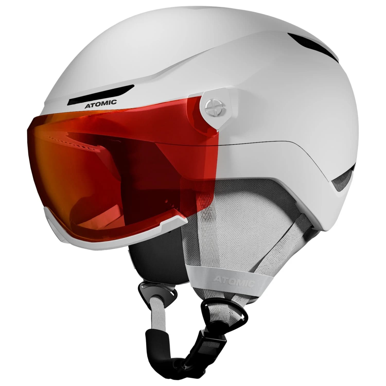 Детска ски каска Atomic Kid's Revent Visor Junior Ski helmet - White Heather / Red Flash