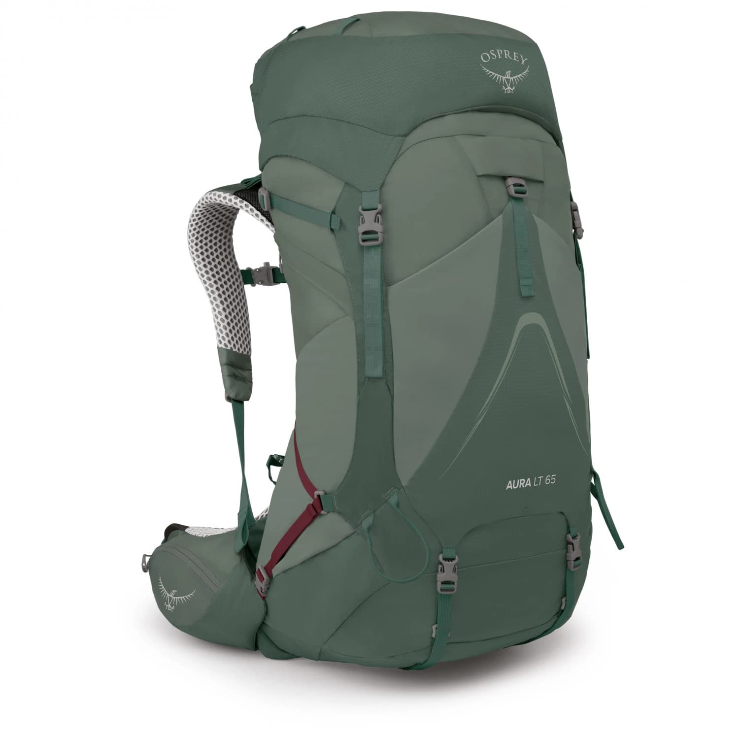 Дамска трекинг раница Osprey Women's Aura AG LT 65 Walking backpack - Koseret / Darjeeling Spring Green