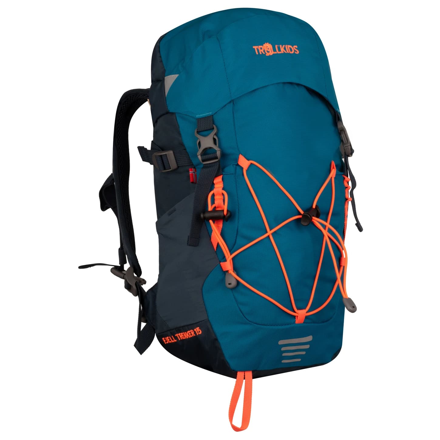 Детска туристическа раница Trollkids Kid's Fjell Trekker 15 Walking backpack - Atlantic Blue / Dark Navy / Glow Orange