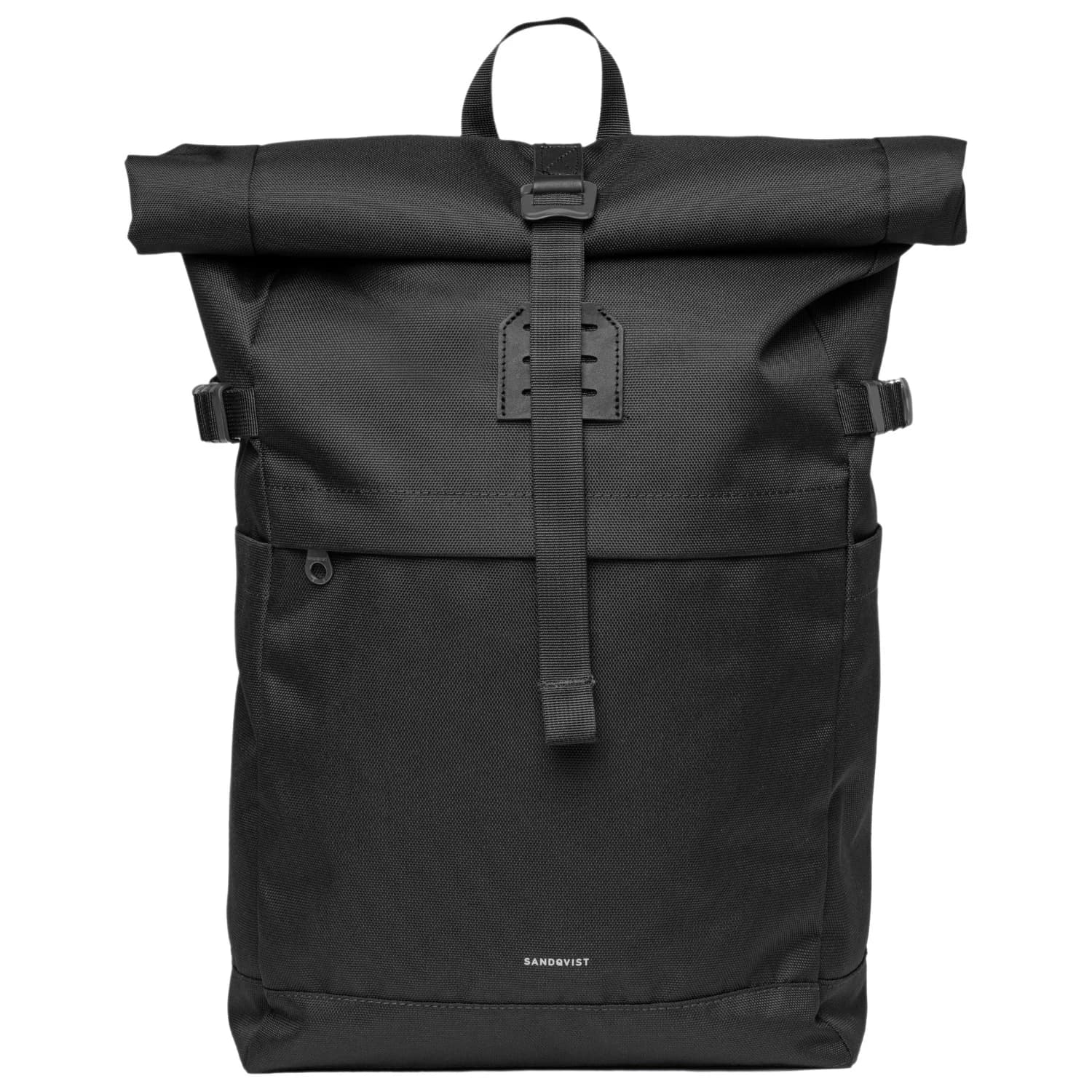Дневна раница Sandqvist Icon Rolltop Backpack 23 Daypack - Black with Black Leather