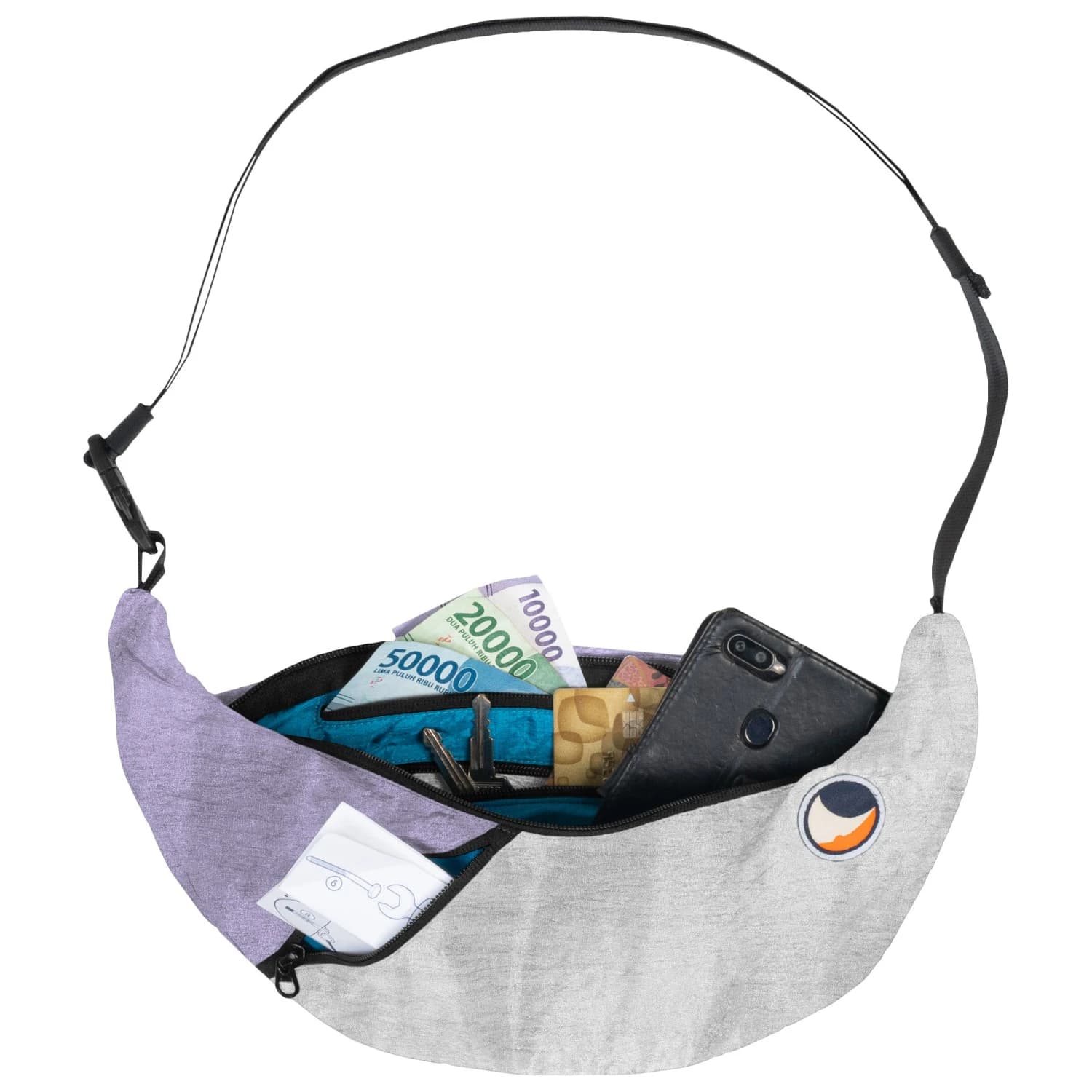 Чанта за рамо Ticket to the moon Sling Bag Shoulder bag - Light Grey / Light Purple