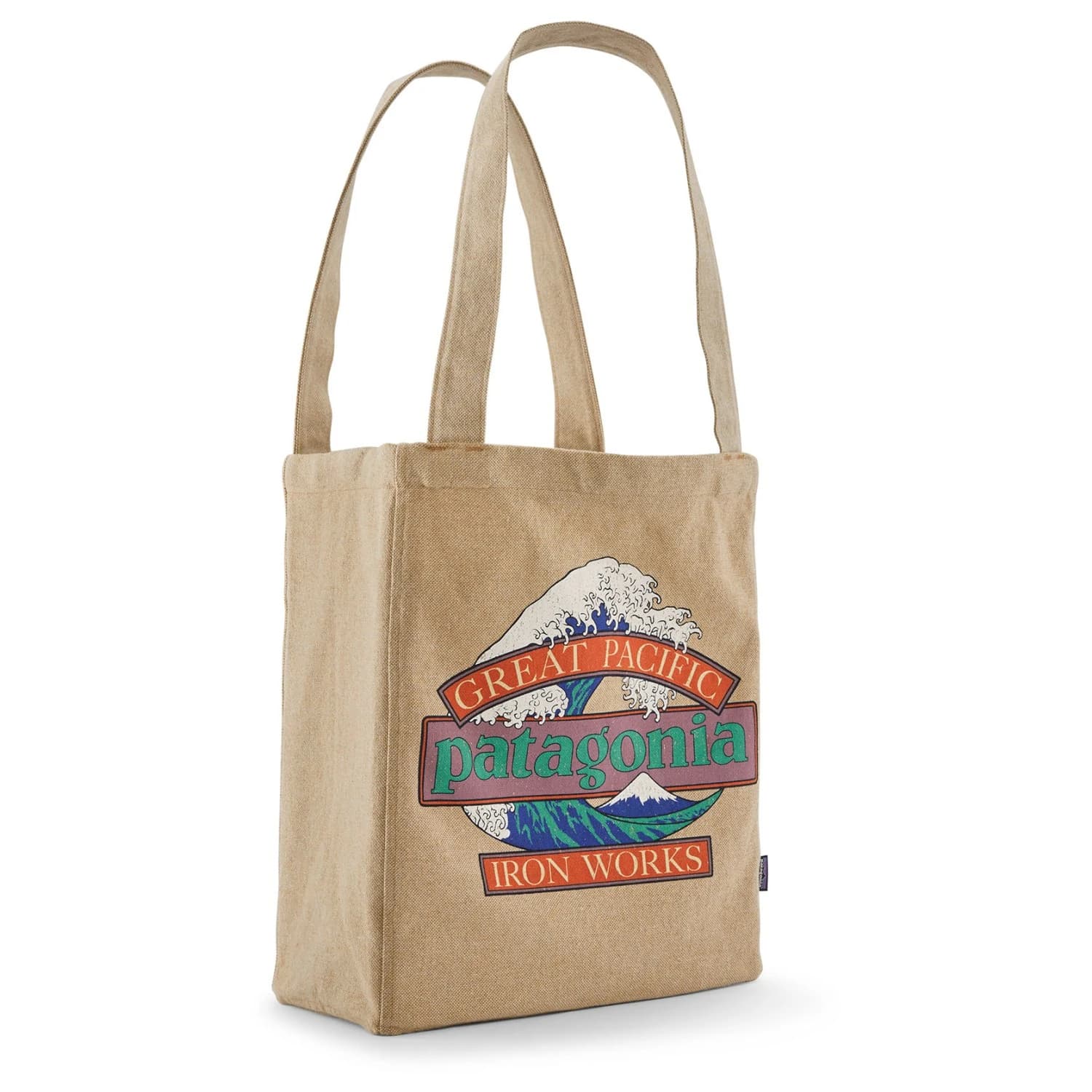 Чанта за рамо Patagonia Recycled Market Tote Shoulder bag - Great Waves: Classic Tan