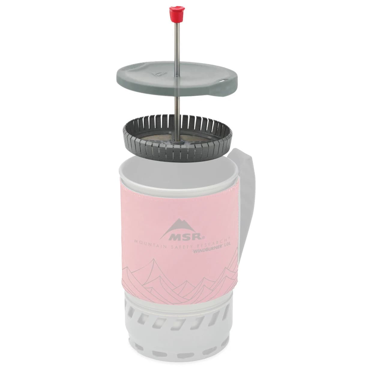 Аксесоар за къмпинг котлон Msr WindBurner Coffee Press Kit 1.0 L - Red