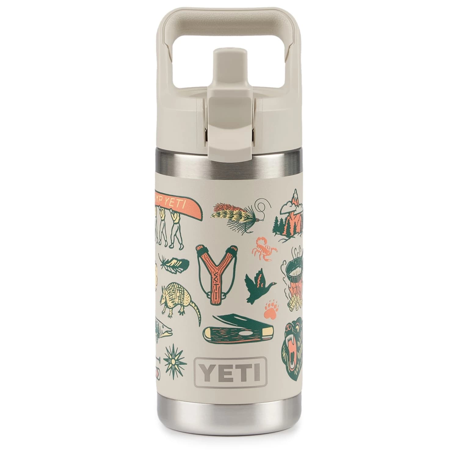 Детска термо бутилка Yeti coolers Rambler Kids Bottle Colour Straw Cap Insulated bottle - Summer Graphic Cape Taupe