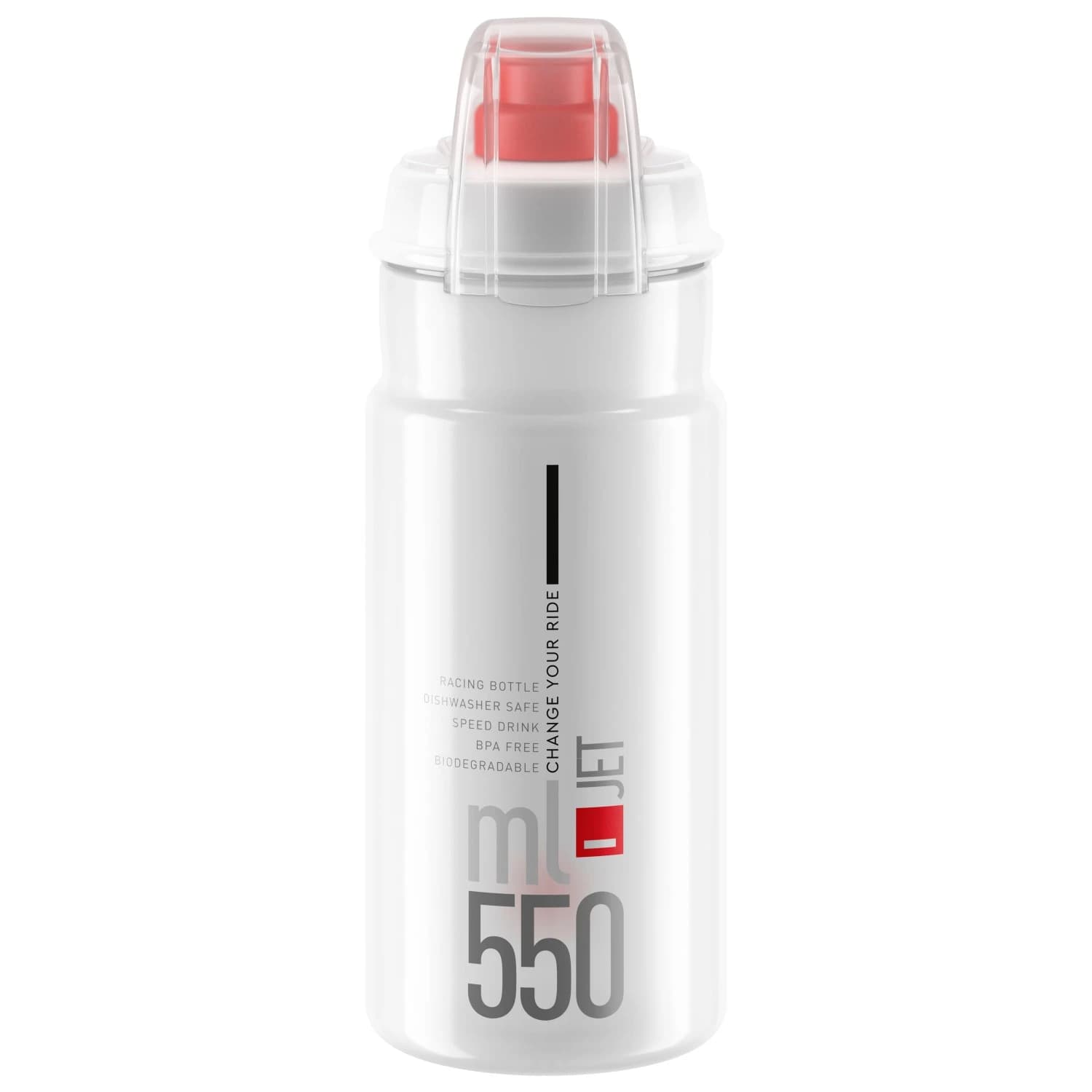 Бутилка за велосипед Elite Jet Plus Cycling water bottles - Transparent / Rot