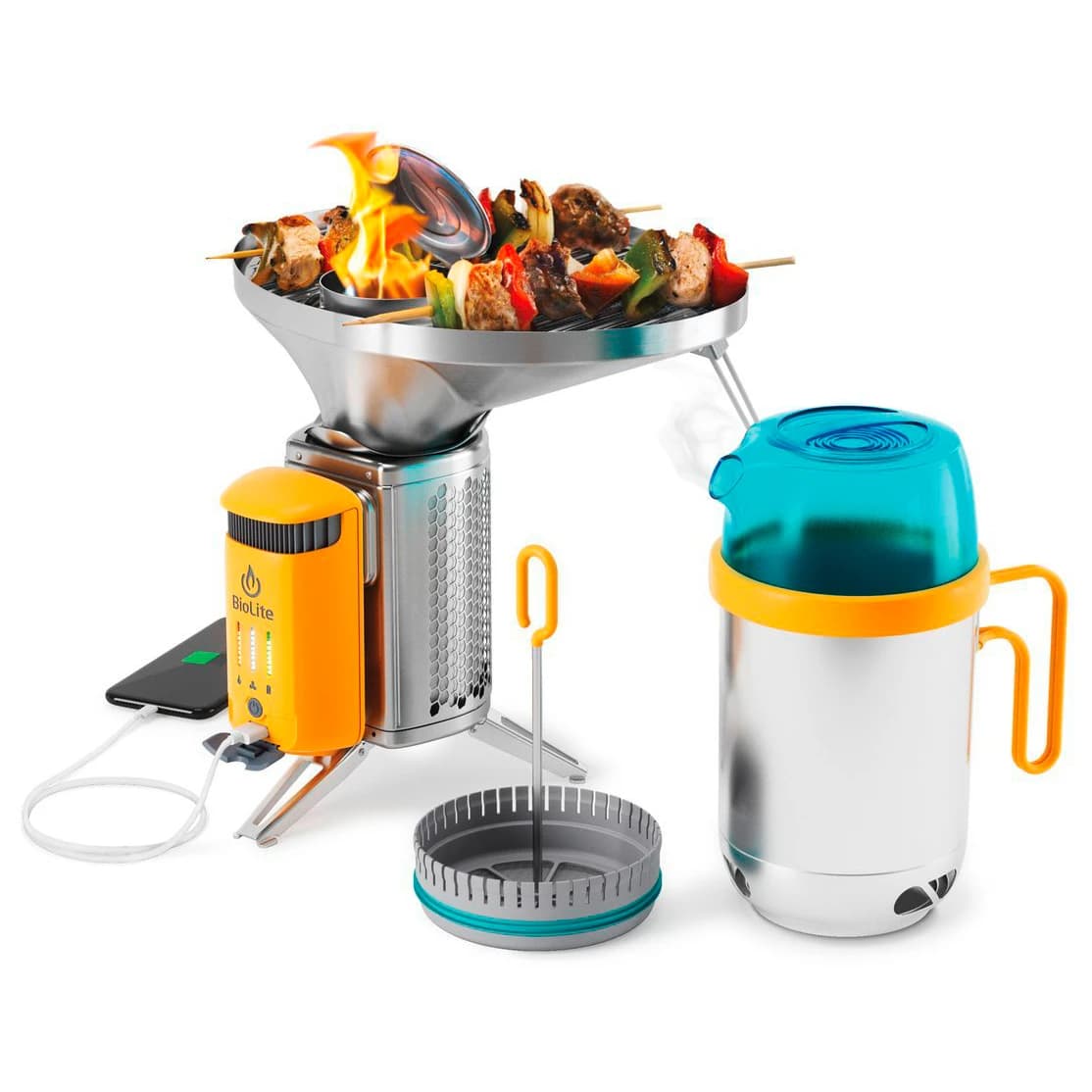 Котлон на твърдо гориво Biolite CampStove Complete Cook Kit Solid fuel stoves - Stainless Steel / Orange