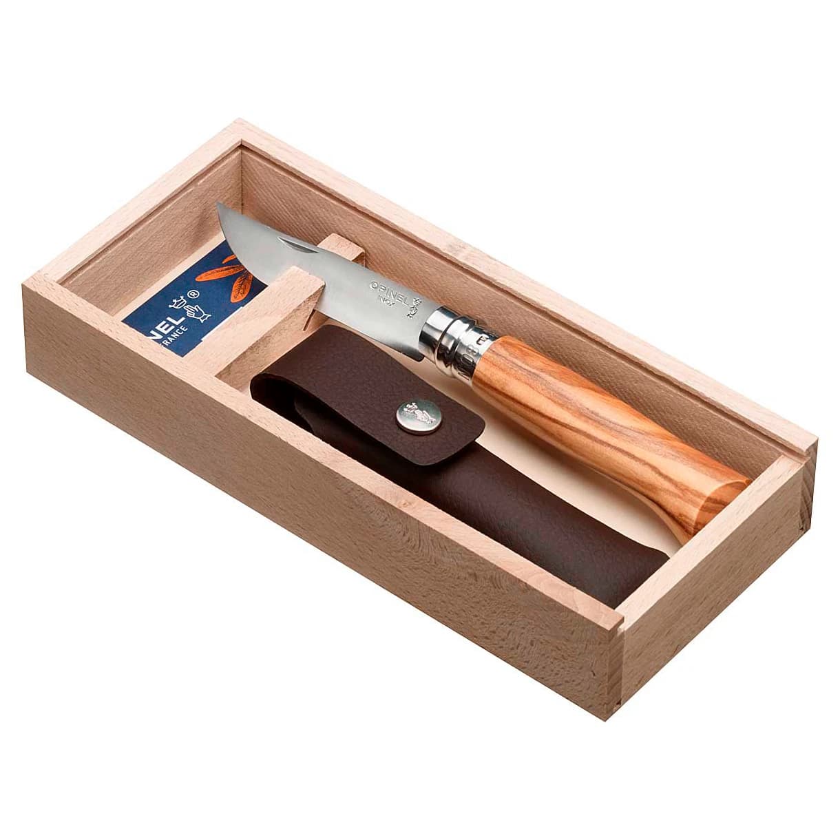 Калъф за нож Opinel No 08 Geschenkset Olive mit Etui Knife - Olive