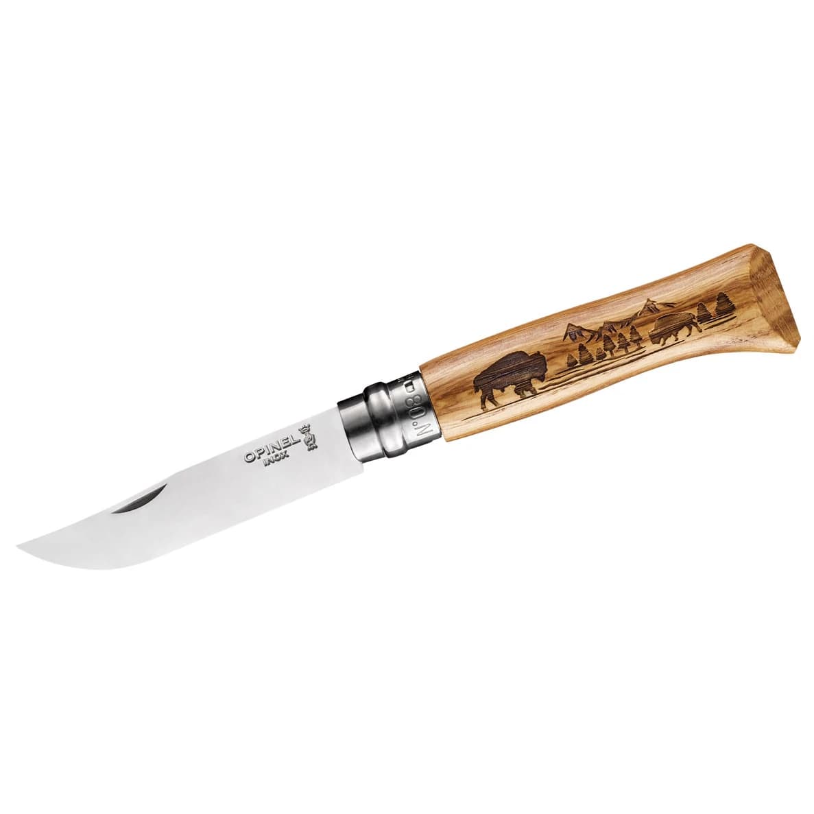 Нож Opinel Pocket Knife No. 08 Animalia America Pocketknive - Bison / Oak
