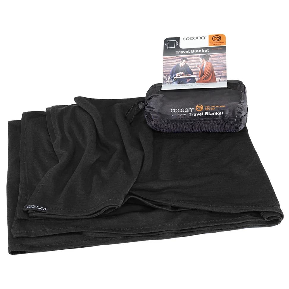 Завивка Cocoon Merino Wool Silk Travel Blanket Blanket - Black