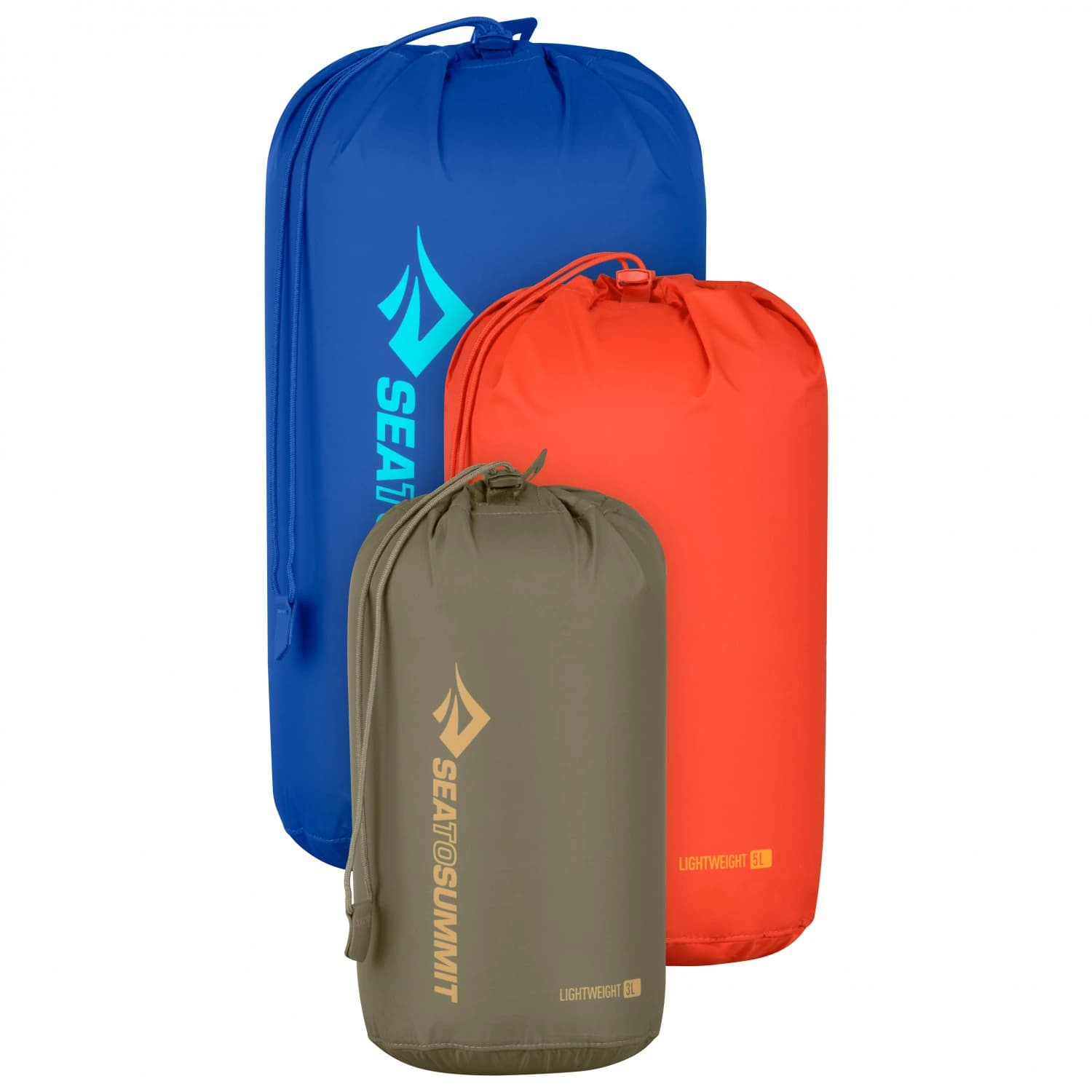 Компресиращ чувал Sea to summit Lightweight Stuff Sack Set Stuff sack - Burnt Olive / Spicy Orange / Surf the Web