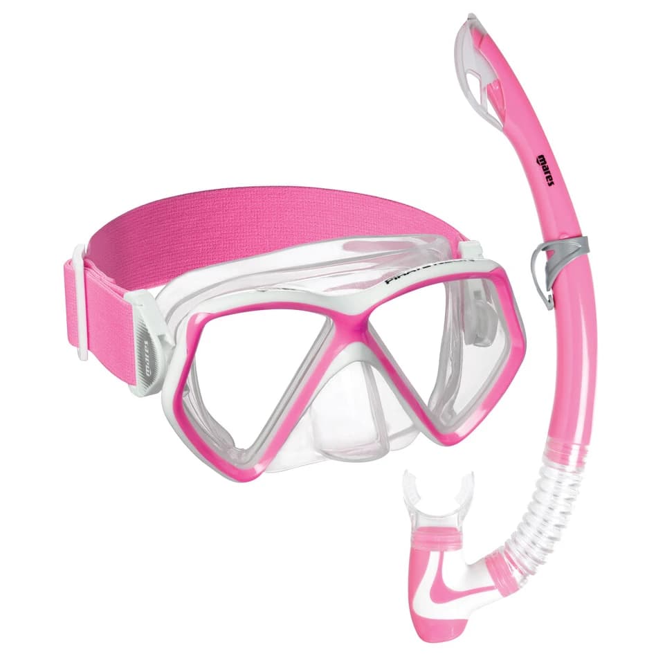 Детски комплект за шнорхелинг Mares Kid's Pirate Neon Snorkelling set - Pink / White / Clear