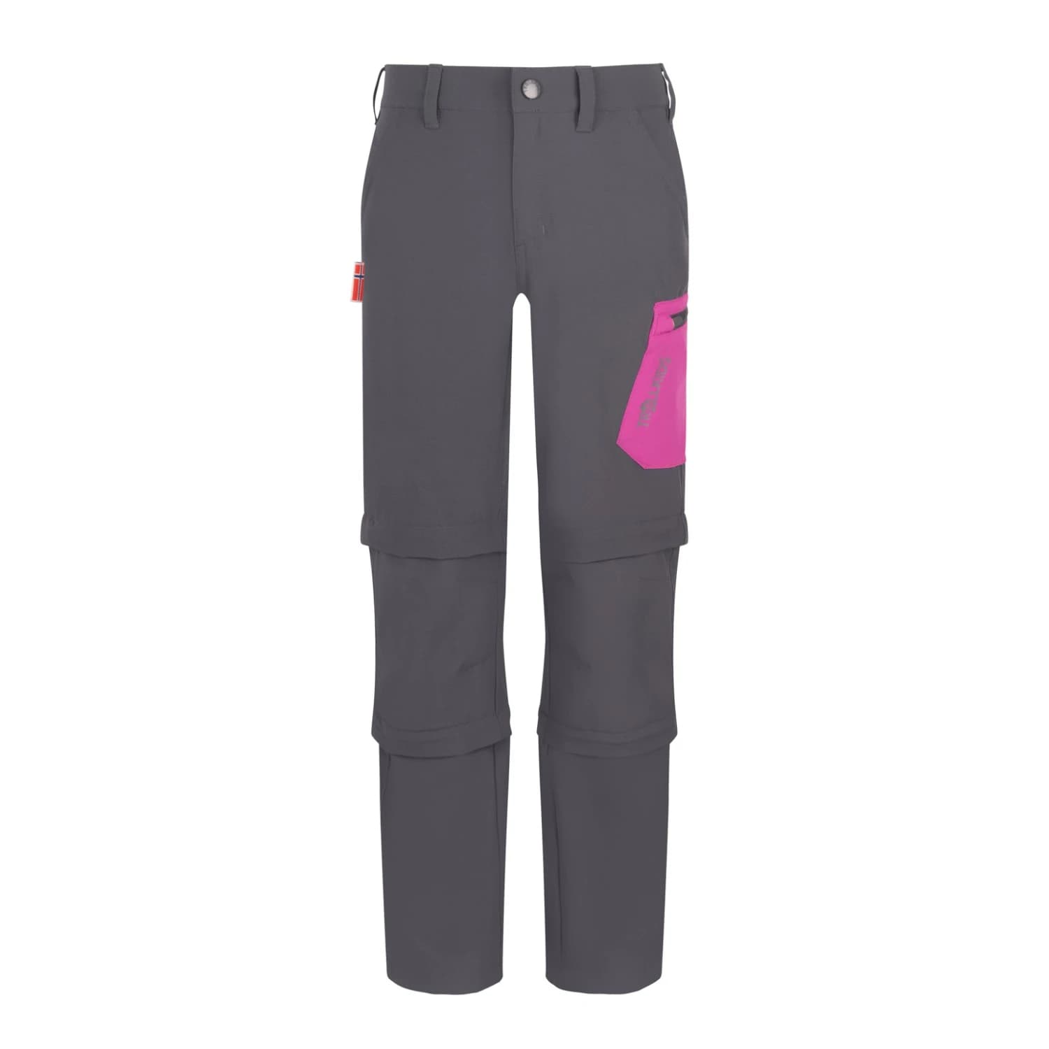 Детски панталон със свалящи крачоли Trollkids Kid's Preikestolen Double Zip-Off Pants Zip-off trousers - Graphite / Fresh Berry