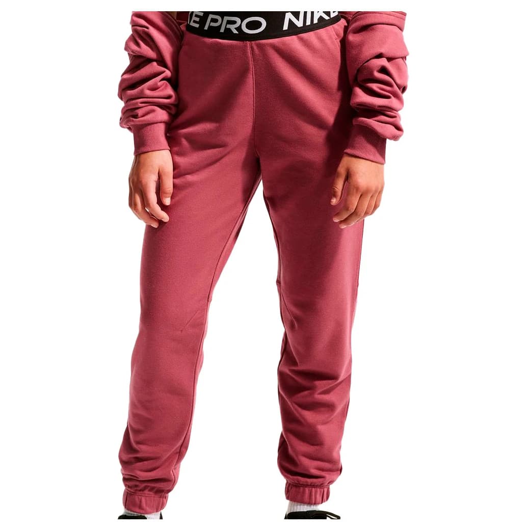 Анцунг долнище Nike Girl's Pro Dri-Fit Fleece Jogger Tracksuit trousers - Pink Smoke / Pink Smoke / Black / White