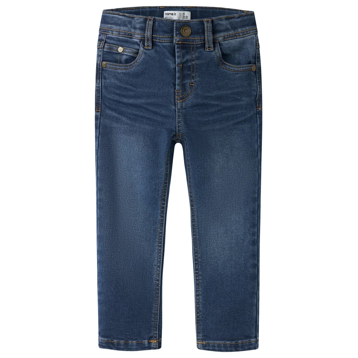 Детски дънки Name it Kid's Silas Slim Fleece Jeans - Dark Blue Denim