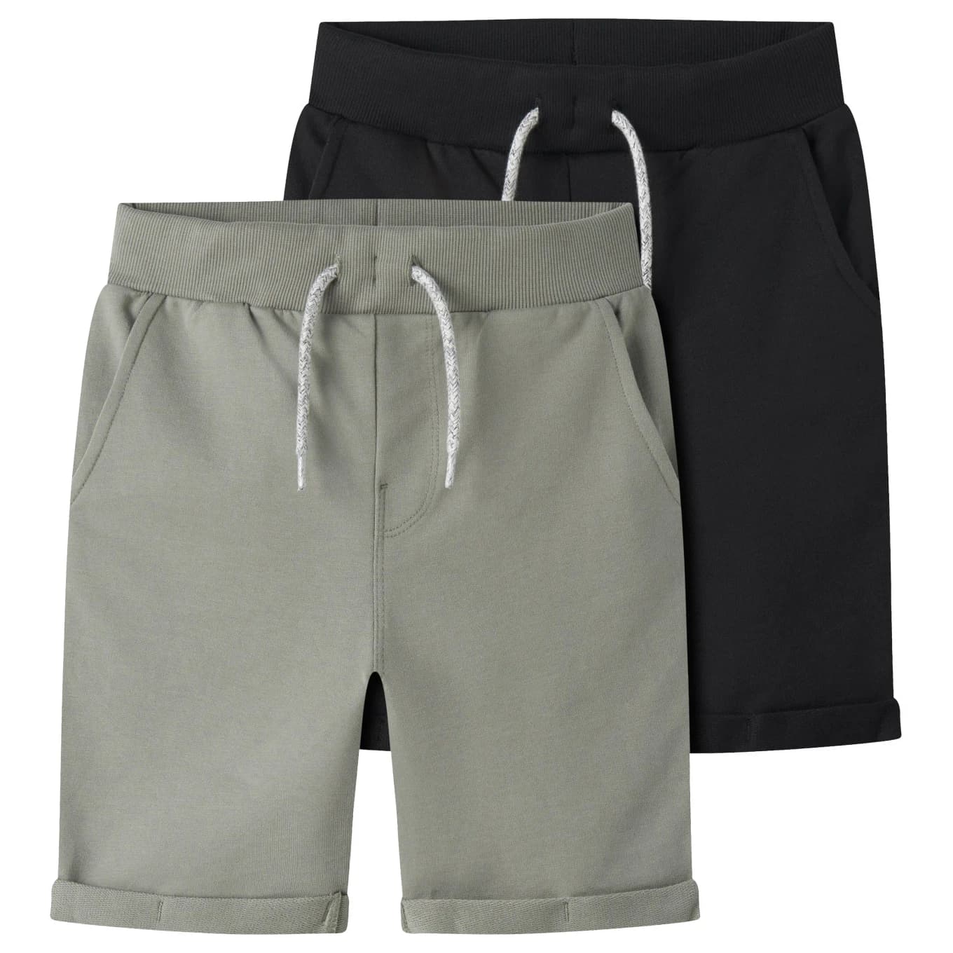 Детски къси панталони Name it Kid's Vermo Long Shorts 2-Pack Shorts - Shadow / Black