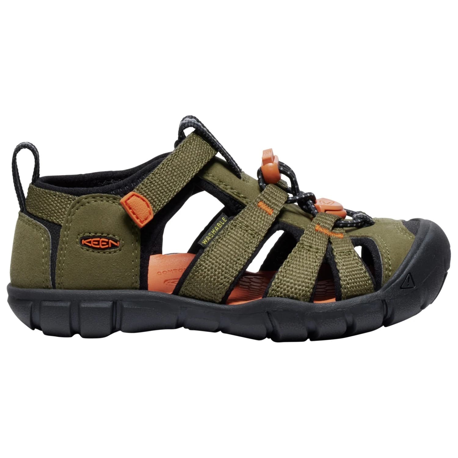 Детски сандали Keen Kids Seacamp II CNX Sandals - Dark Olive / Gold Flame