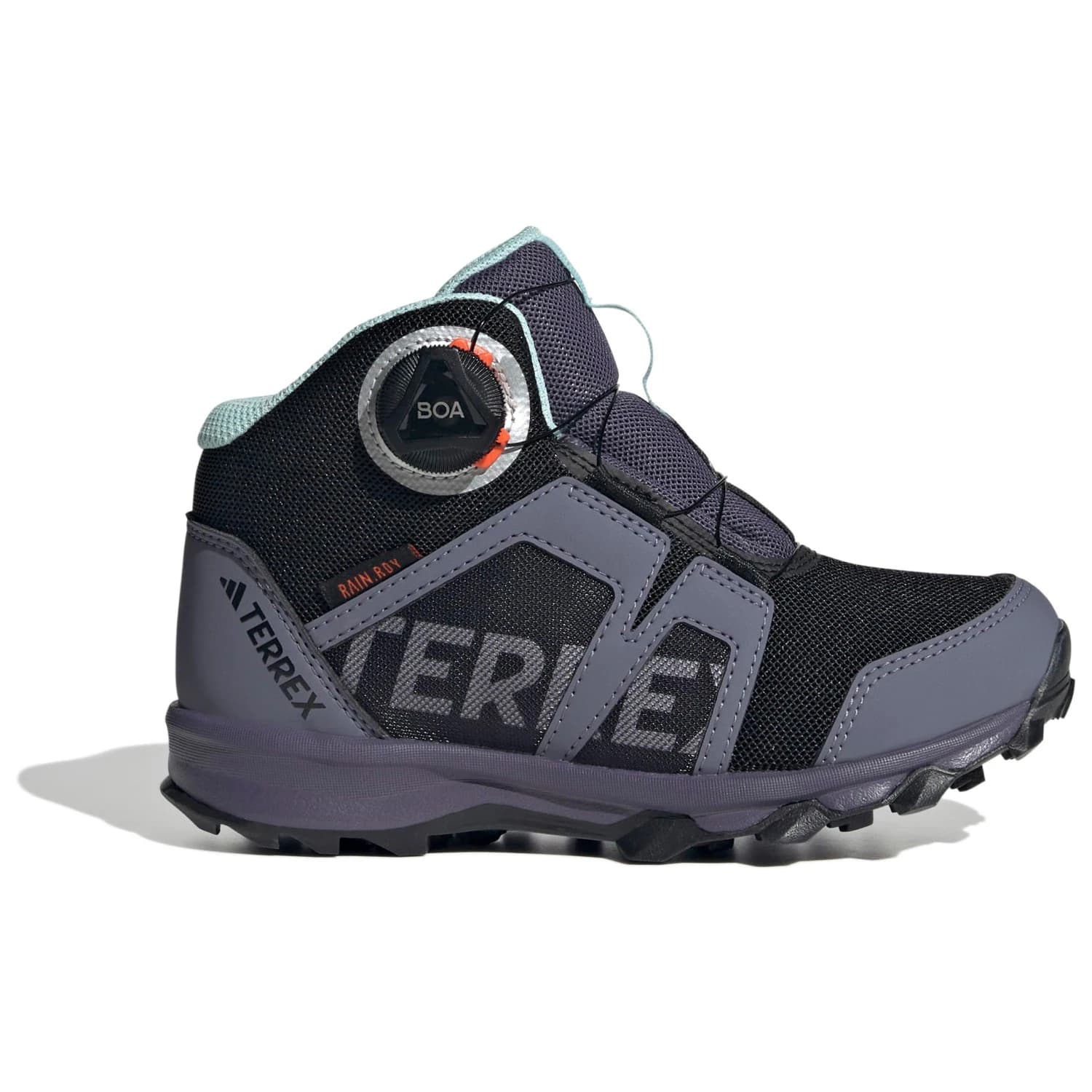 Детски туристически обувки Adidas terrex Kid's Terrex BOA Mid Rain Ready Walking boots - Core Black / Ftwr White / Preloved Violet