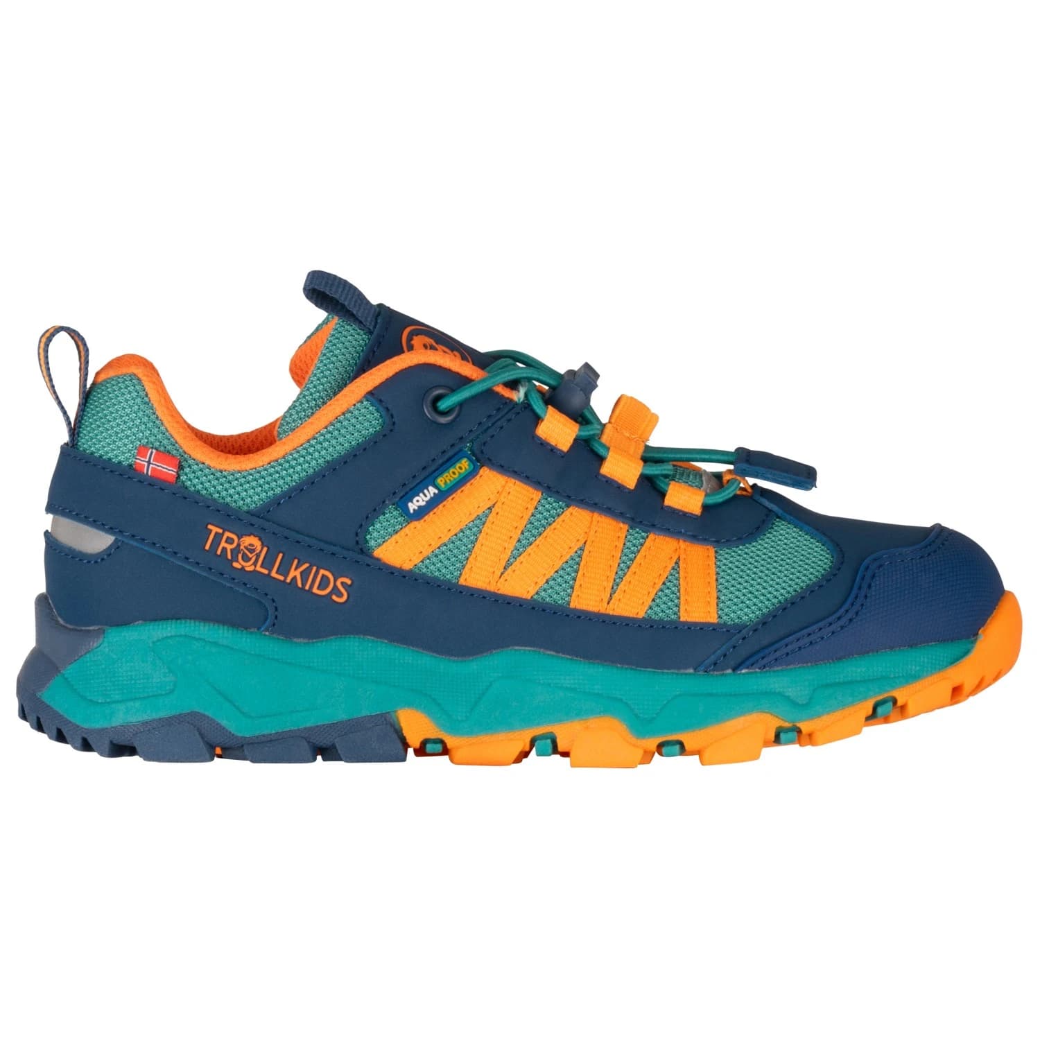 Детски мултиспорт обувки Trollkids Kid's Tronfjell Hiker Low Multisport shoes - Sea Green / Madeira Blue / Sahara Sunset