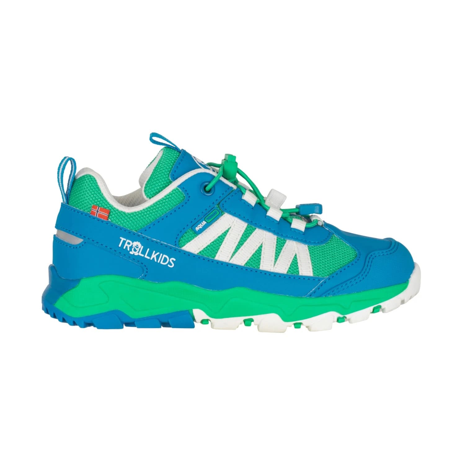 Детски мултиспорт обувки Trollkids Kid's Tronfjell Hiker Low Multisport shoes - Emerald Green / Dynamic Blue / White