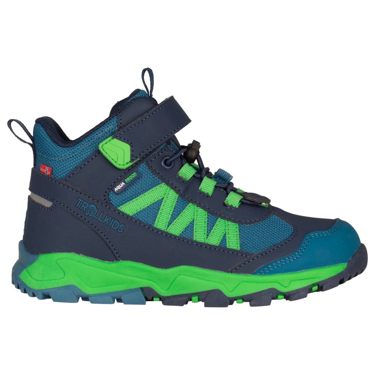 Детски туристически обувки Trollkids Kid's Tronfjell Hiker Mid Walking boots - Mystic Blue / Fresh Green