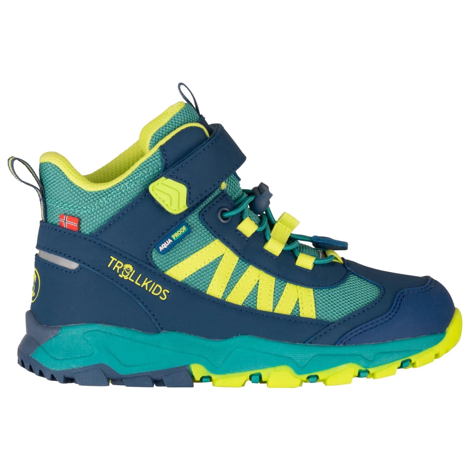 Детски туристически обувки Trollkids Kid's Tronfjell Hiker Mid Walking boots - Sea Green / Madeira Blue / Spring Leaf