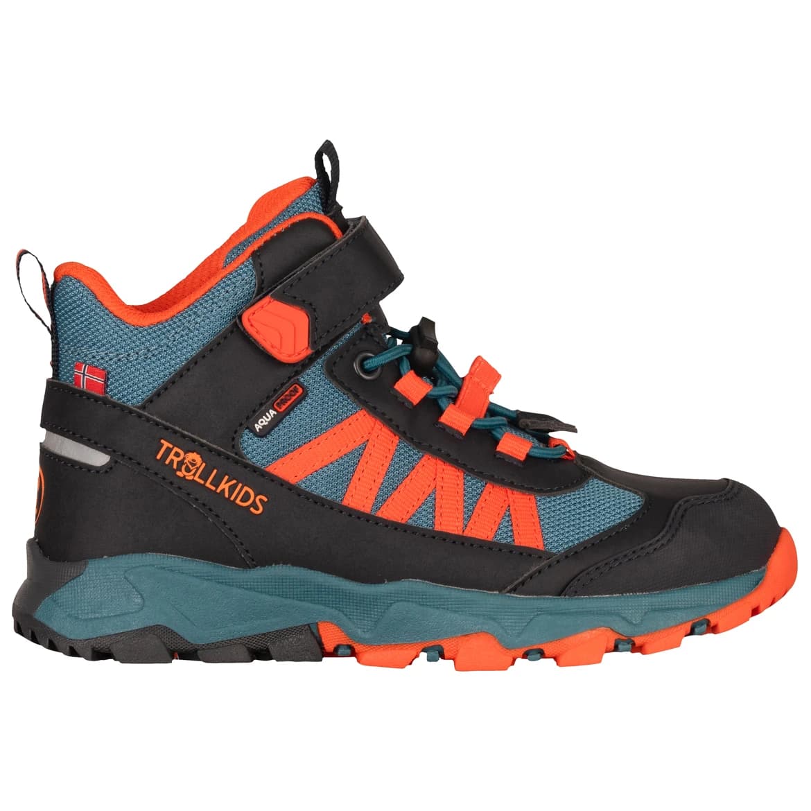 Детски туристически обувки Trollkids Kid's Tronfjell Hiker Mid Walking boots - Stormy Blue / Flame Orange / Black