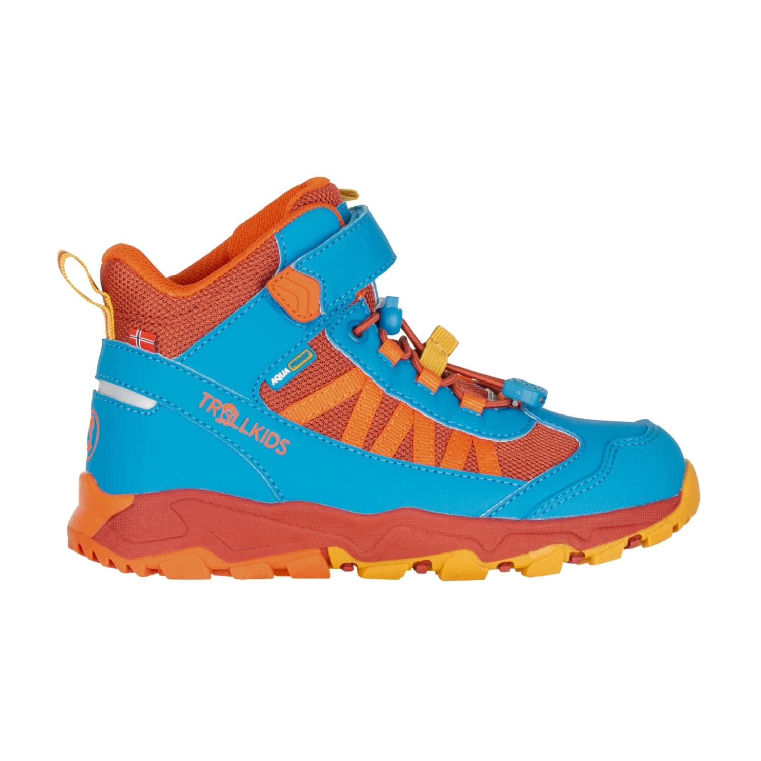 Детски туристически обувки Trollkids Kid's Tronfjell Hiker Mid Walking boots - Red Clay / Dynamic Blue / Mustard