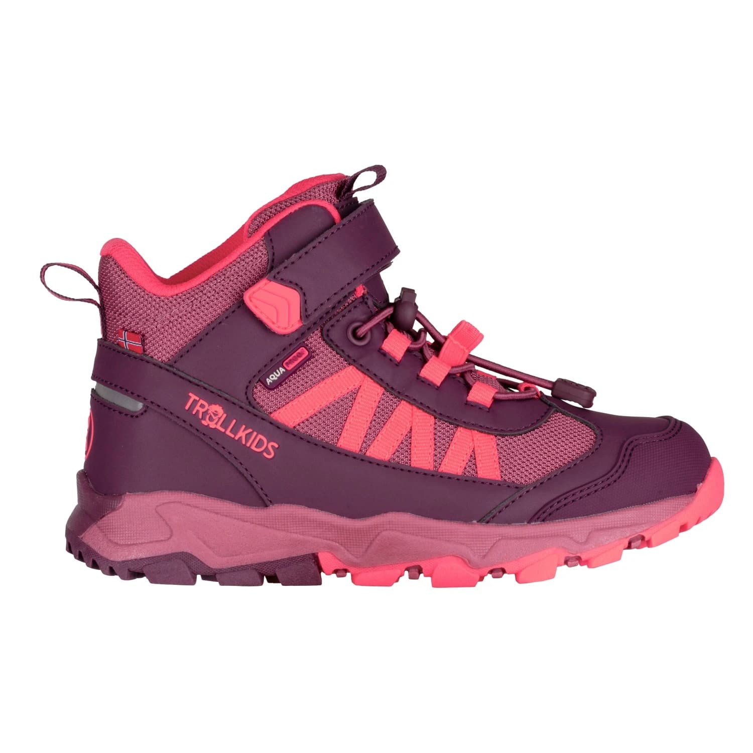 Детски туристически обувки Trollkids Kid's Tronfjell Hiker Mid Walking boots - Deep Ruby / Frozen Berry / Pink Salmon
