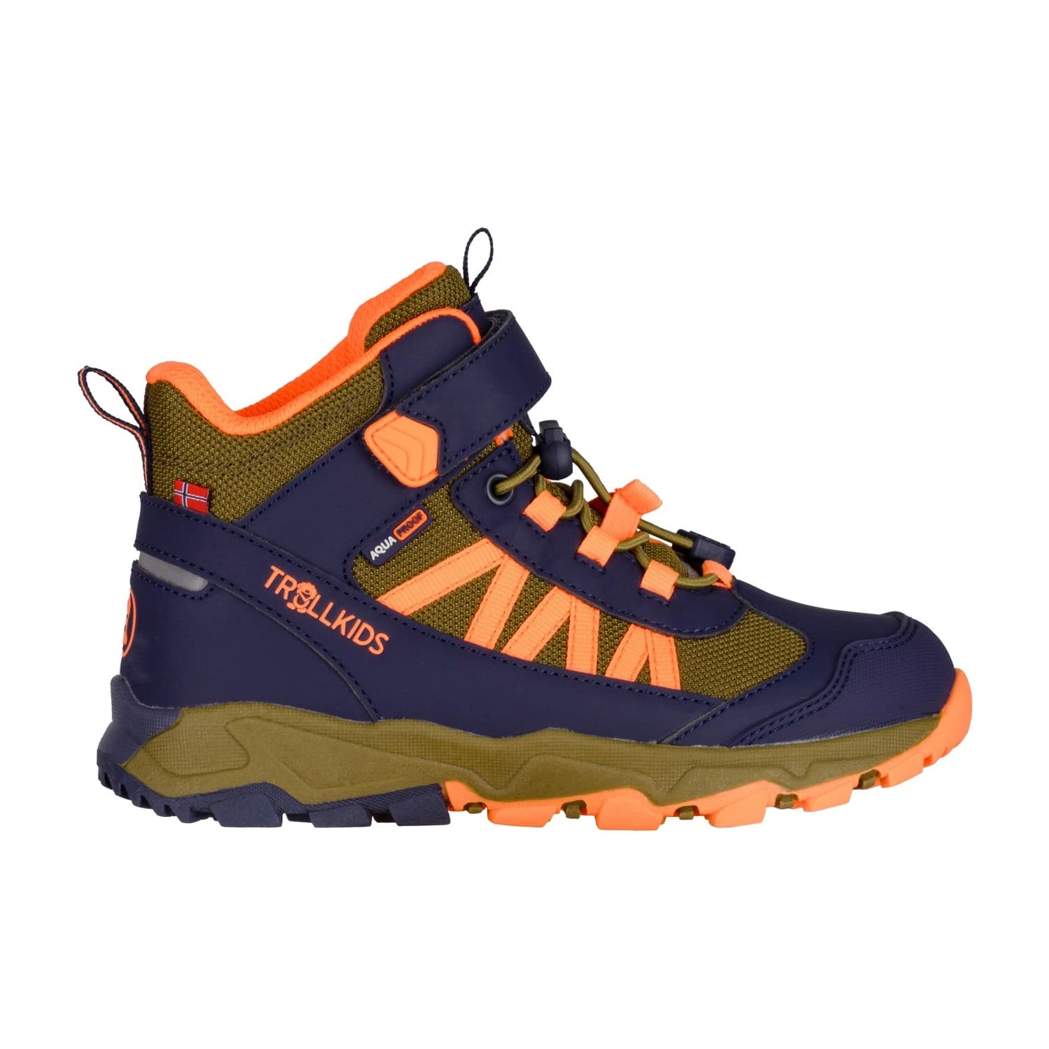 Детски туристически обувки Trollkids Kid's Tronfjell Hiker Mid Walking boots - Spruce Green / Navy / Vivid Orange