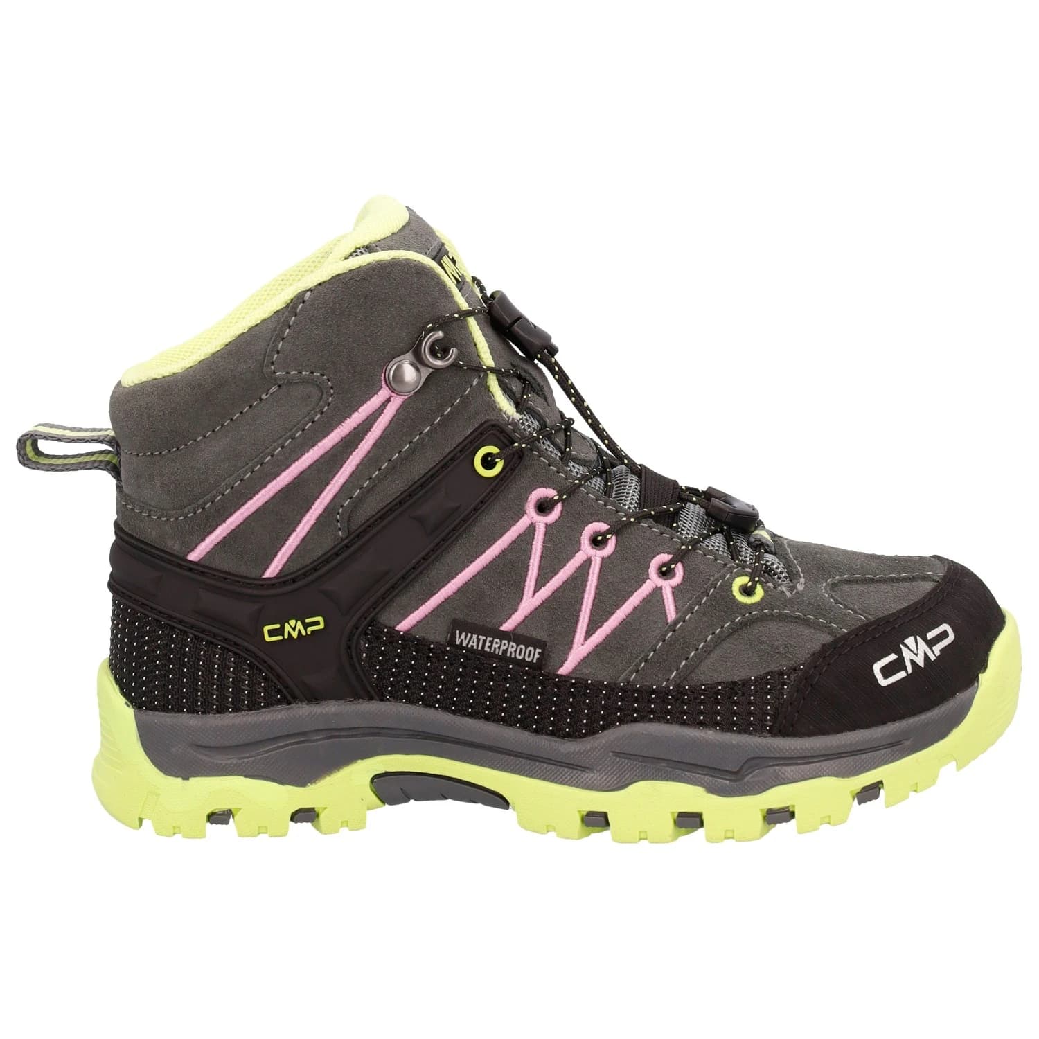 Детски туристически обувки CMP Kid's Rigel Mid Trekking Shoes Waterproof Walking boots - Grey / Pink / Apple