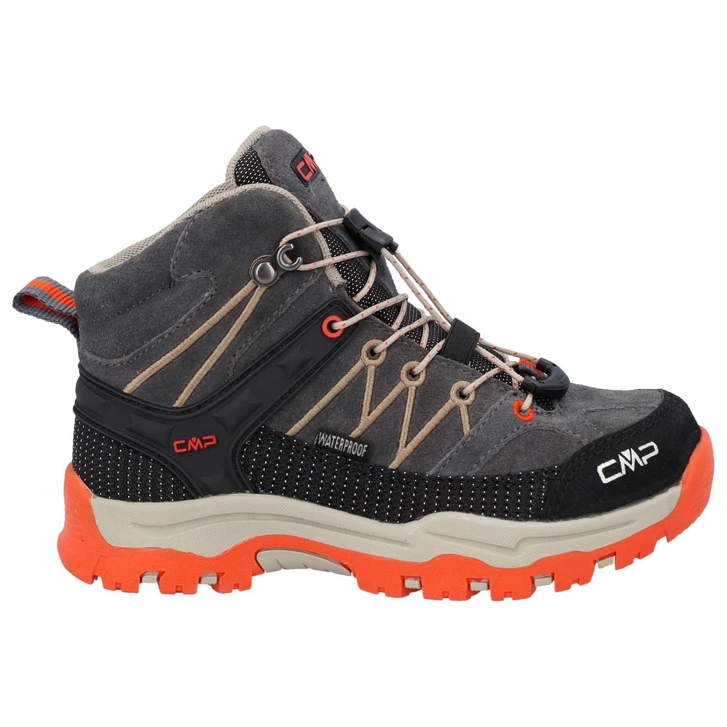 Детски туристически обувки CMP Kid's Rigel Mid Trekking Shoes Waterproof Walking boots - Grey / Orange