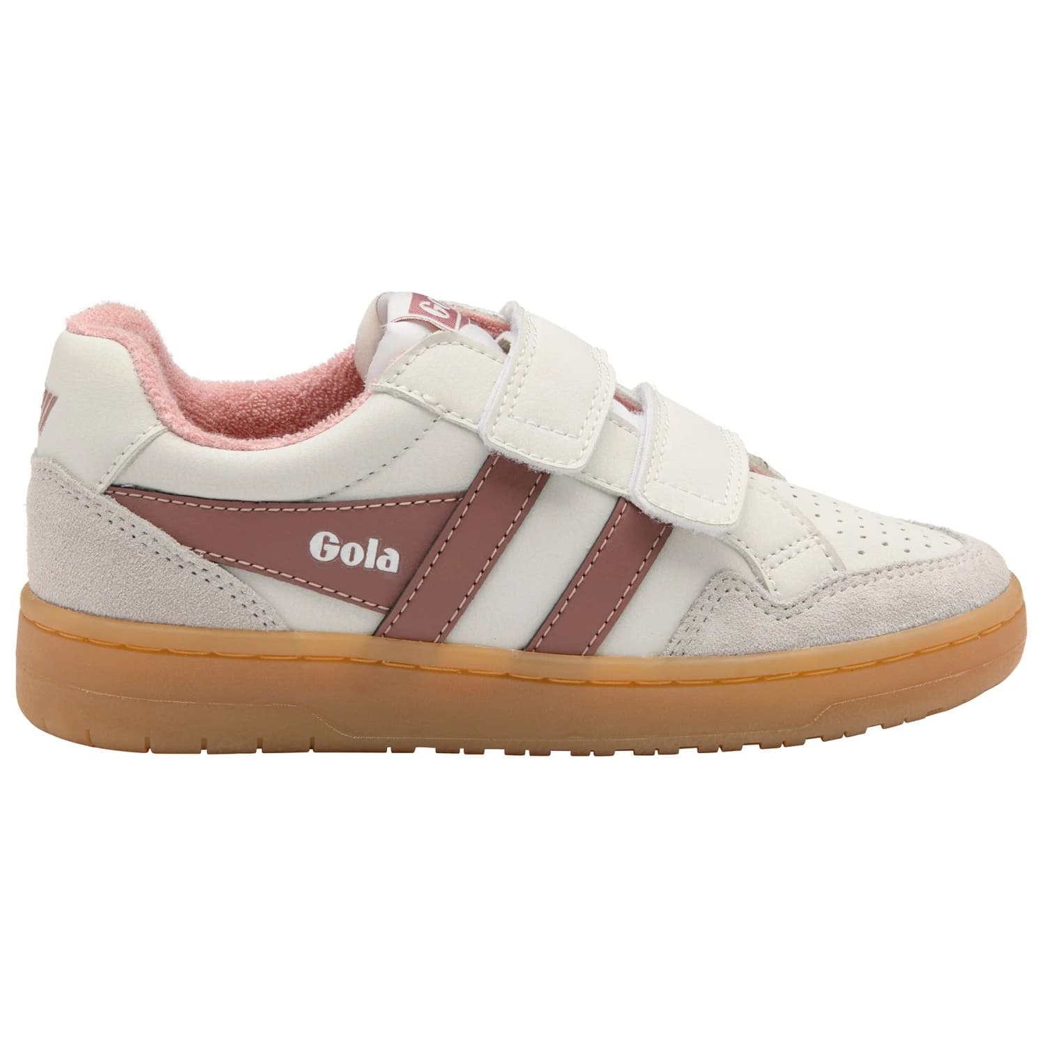 Детски маратонки Gola Kid's Eagle Strap Sneakers - Off White / Brownrose / Chalk Pink / Gum