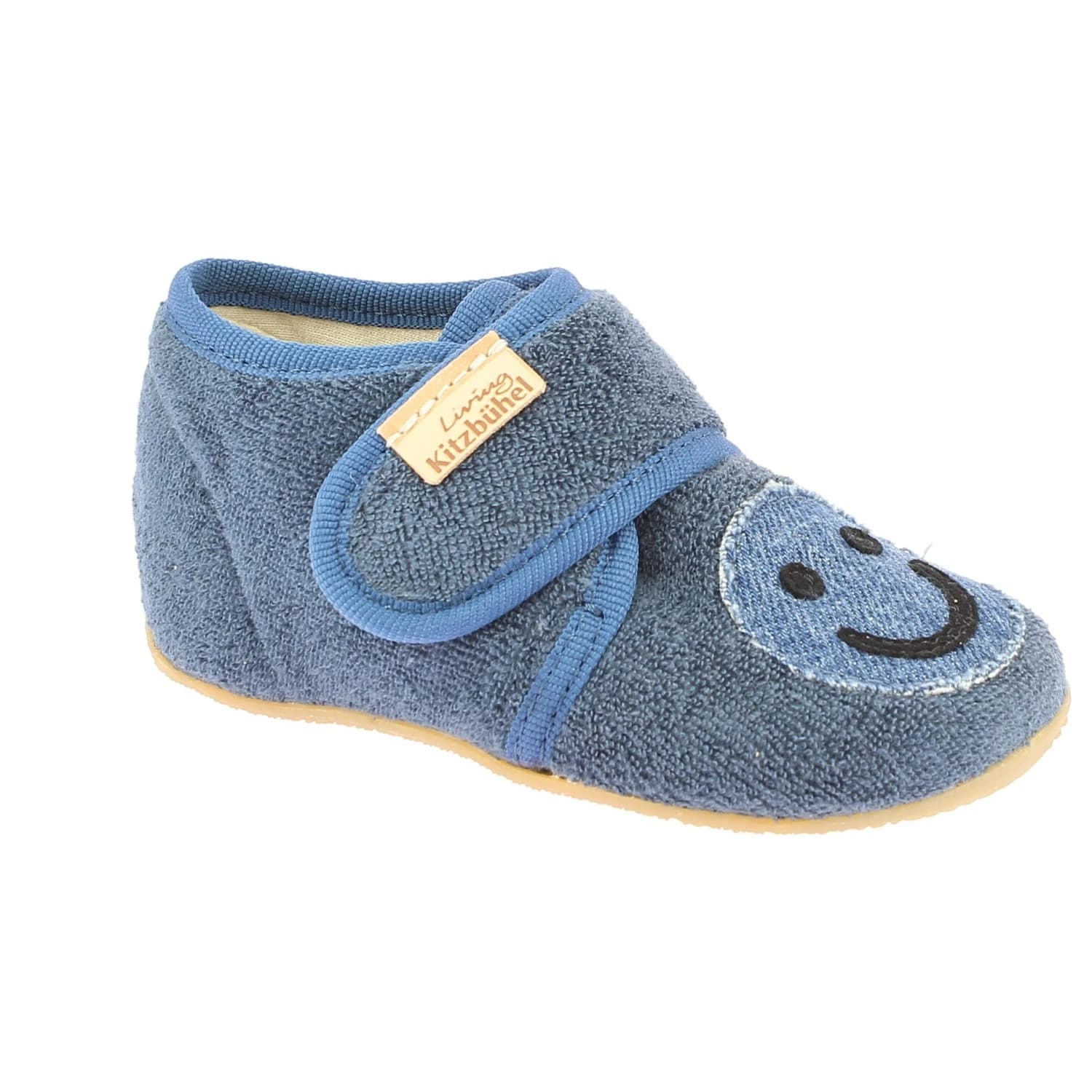 Детски пантофи Living kitzbühel Kid's Baby Hook-and-Loop Terry Cloth Smiley Slippers - Denim