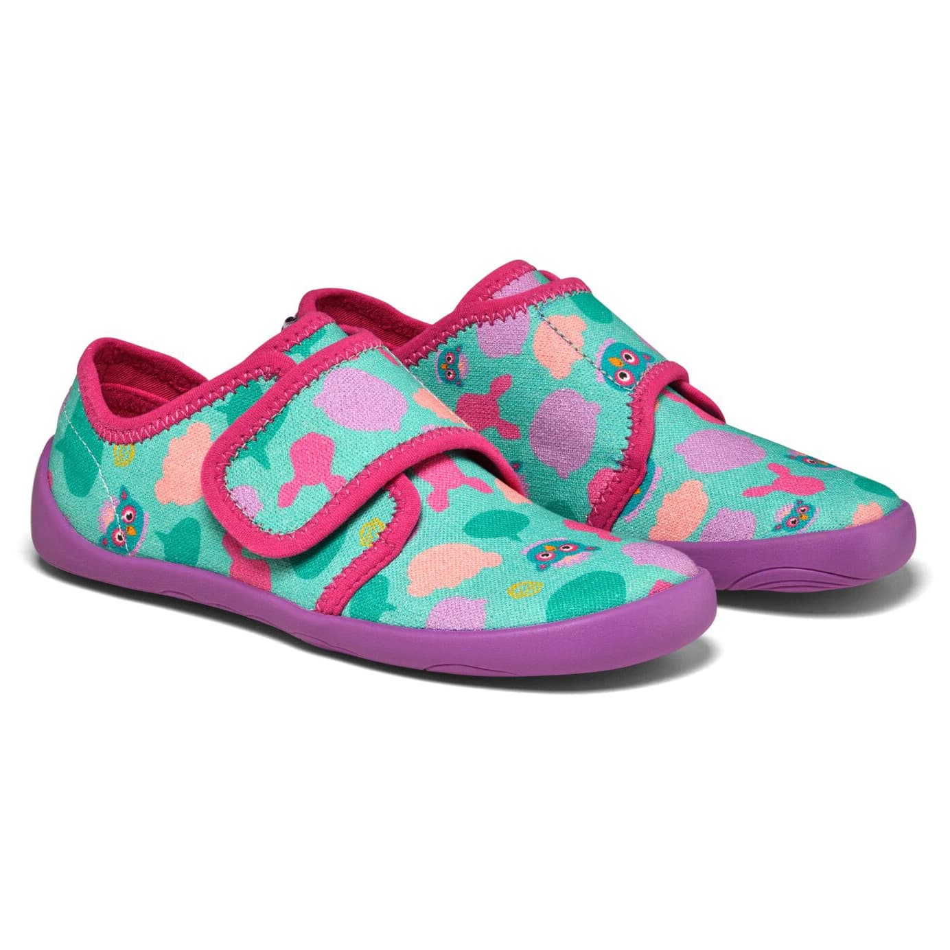 Детски пантофи Affenzahn Kid's Slippers Cotton Movy Slippers - Owl / Turquoise
