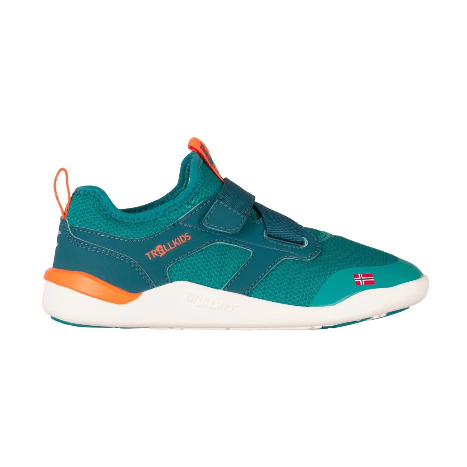 Детски обувки barefoot Trollkids Kid's Bergen Hiker Barefoot shoes - Sea Green / Lagoon Green / Sahara Sunset