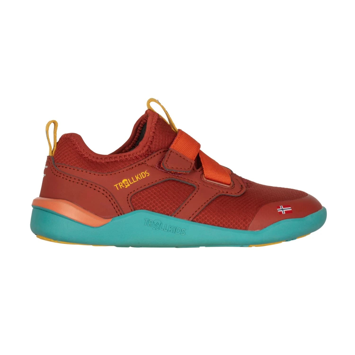 Детски обувки barefoot Trollkids Kid's Bergen Hiker Barefoot shoes - Red Clay / Blue Coral / Mustard