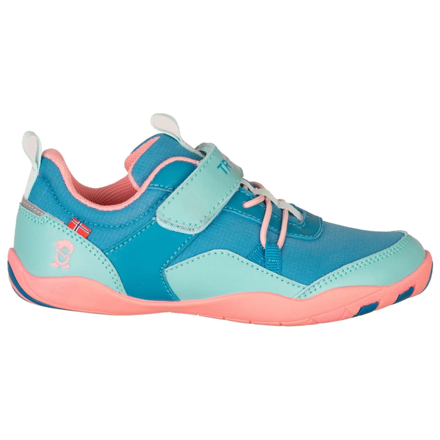 Детски обувки barefoot Trollkids Kid's Skaland Hiker Barefoot shoes - Harbor Blue / Aqua Haze / Peony Rose