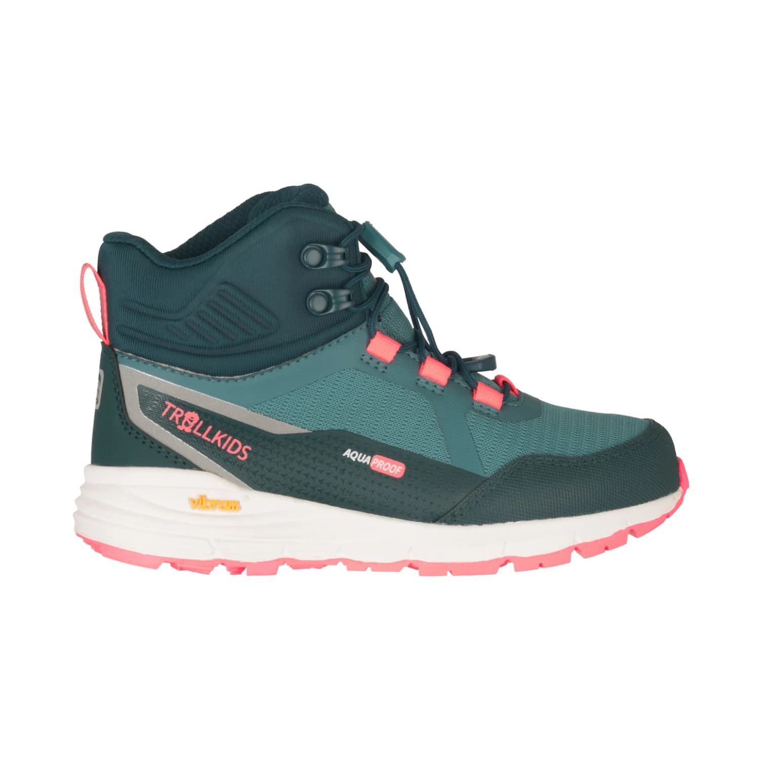 Детски туристически обувки Trollkids Kid's Skarvan Hiker Mid XT Walking boots - Dusty Teal / Midnight Petrol / Coral Pink /