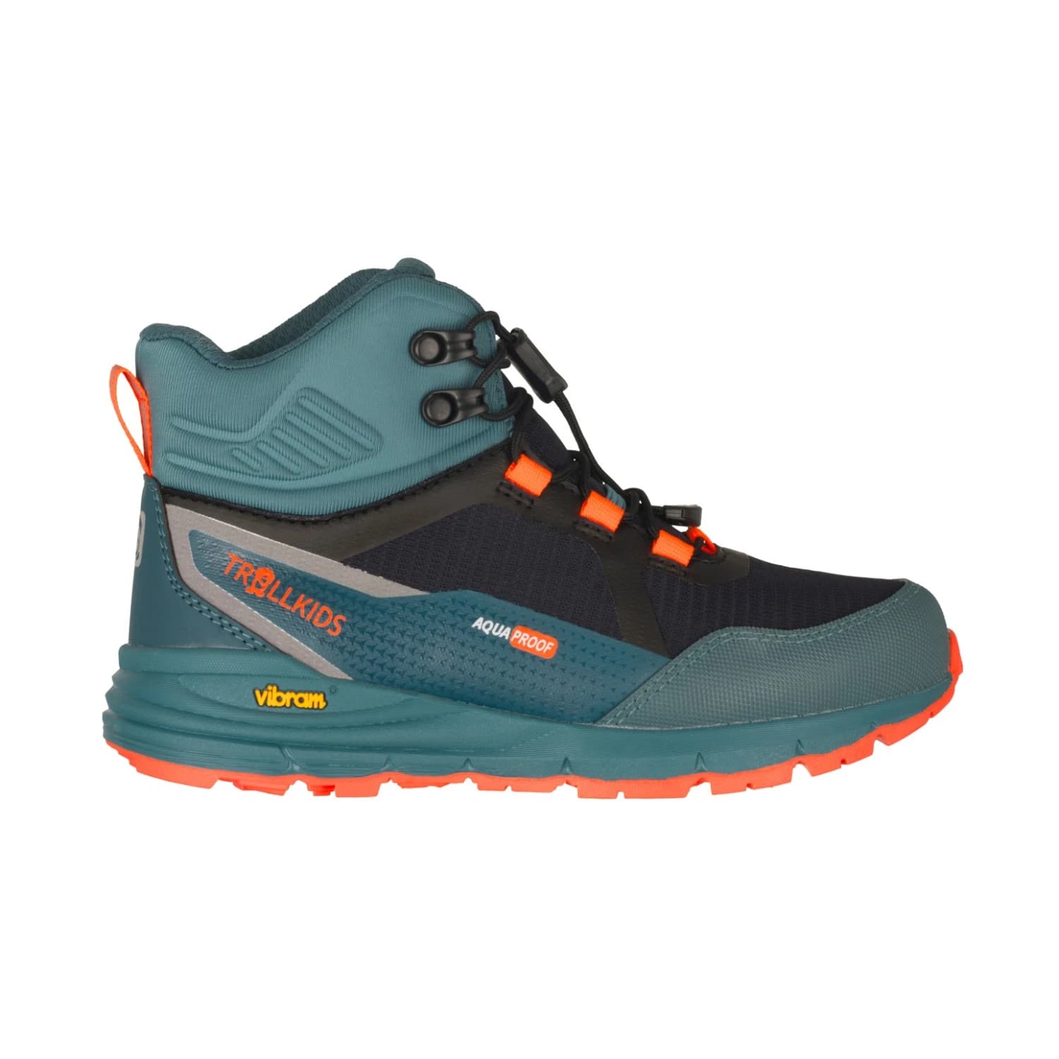 Детски туристически обувки Trollkids Kid's Skarvan Hiker Mid XT Walking boots - Stormy Blue / Flame Orange / Black