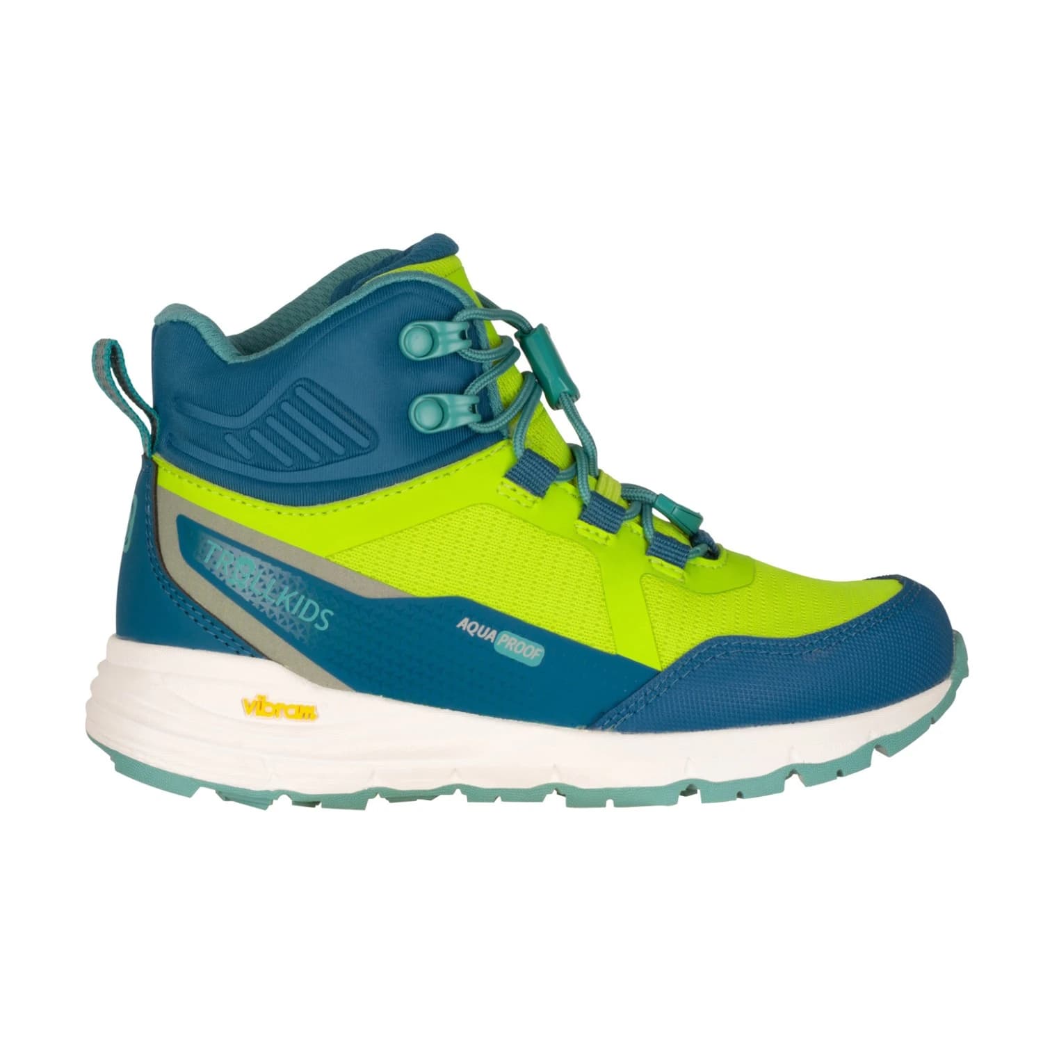 Детски туристически обувки Trollkids Kid's Skarvan Hiker Mid XT Walking boots - Cool Lime / Summernight Blue / Blue Coral