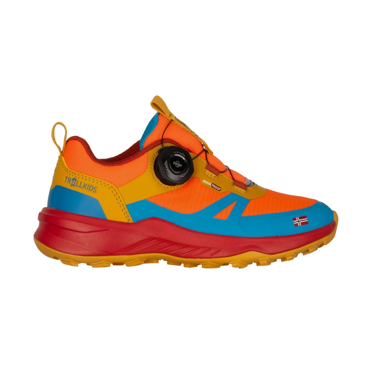 Детски мултиспорт обувки Trollkids Kid's Trollfjord Hiker Low XT Multisport shoes - Red Clay / Dynamic Blue / Mustard